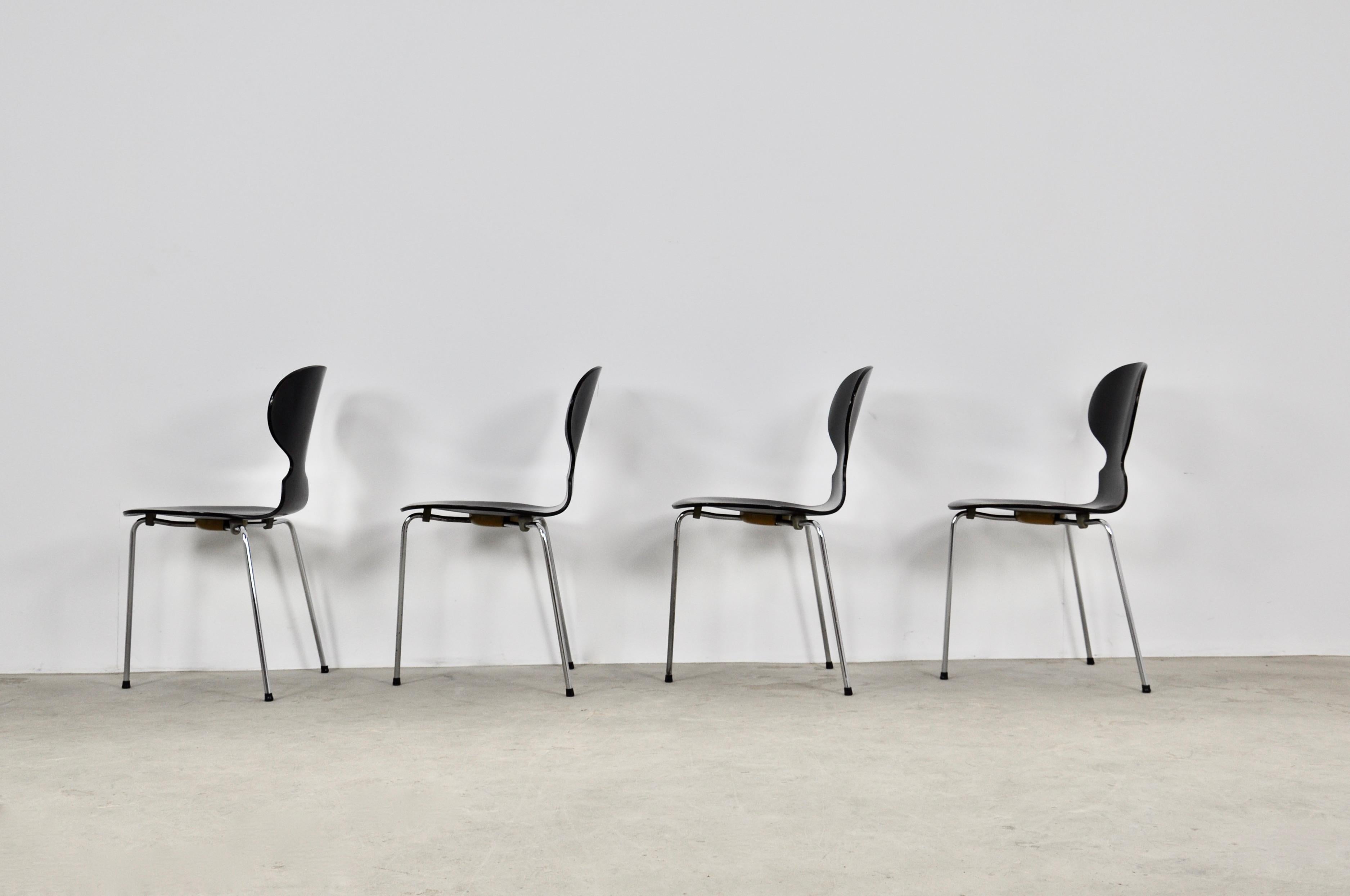 Danish Model Ant Dining Chairs by Arne Jacobsen for Fritz Hansen, 1950s, Set of 4