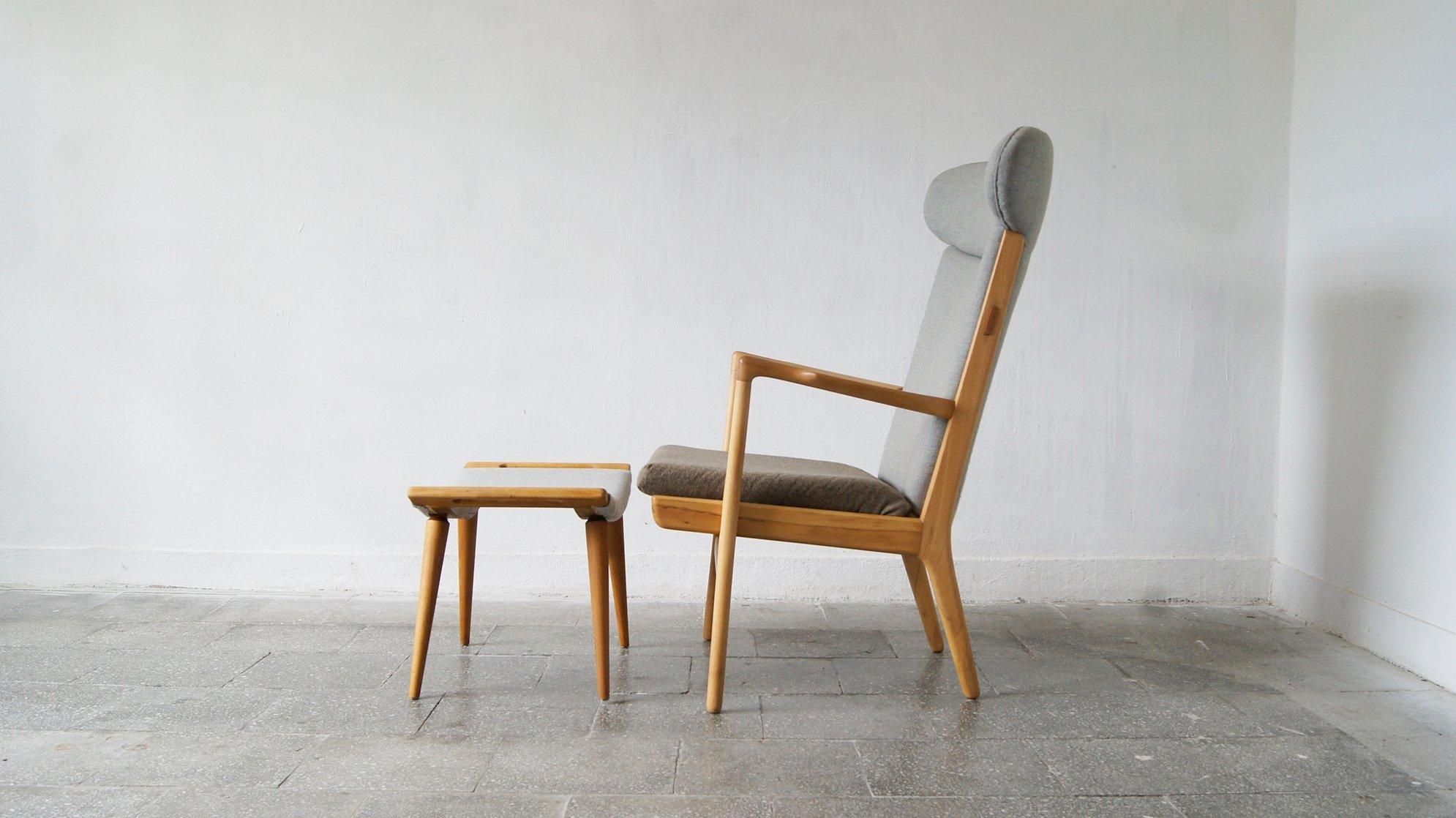 Modelo AP-16 Butaca y otomana de Hans J. Wegner para AP-Stolen, 1951 en Excelente estado para la venta en KUTNO, PL