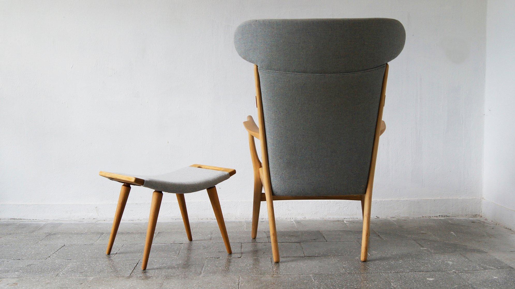 Modelo AP-16 Butaca y otomana de Hans J. Wegner para AP-Stolen, 1951 mediados del siglo XX en venta