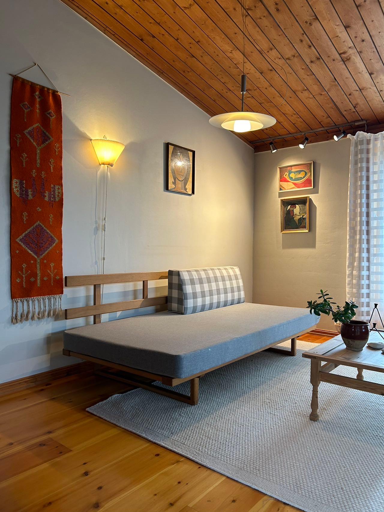 Modelo BM4312 Sofá-cama de Børge Mogensen para Fredericia, Dinamarca, Roble, Años 60 Escandinavo moderno en venta