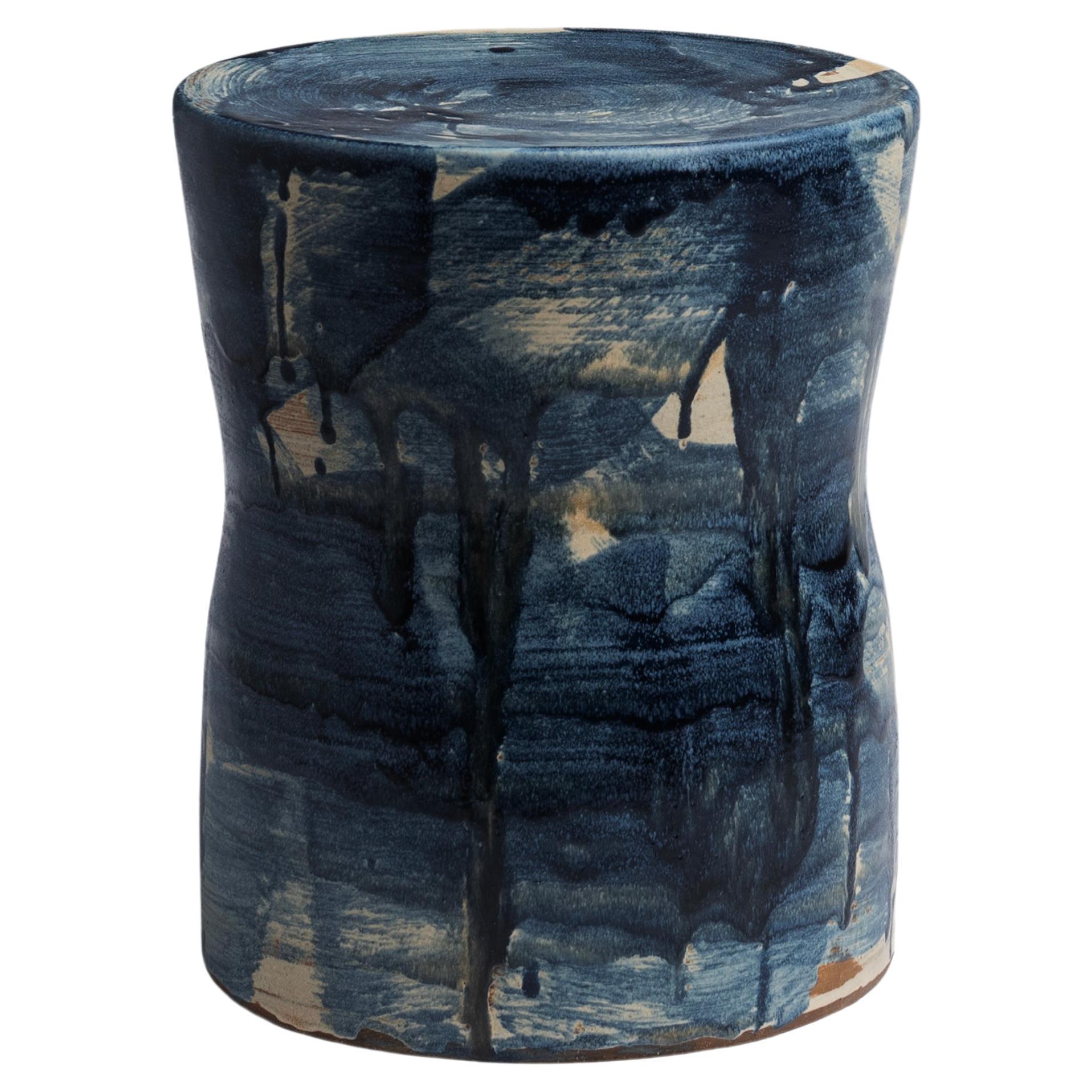 Model C Glazed Stoneware Stool by Pascale Girardin For Sale