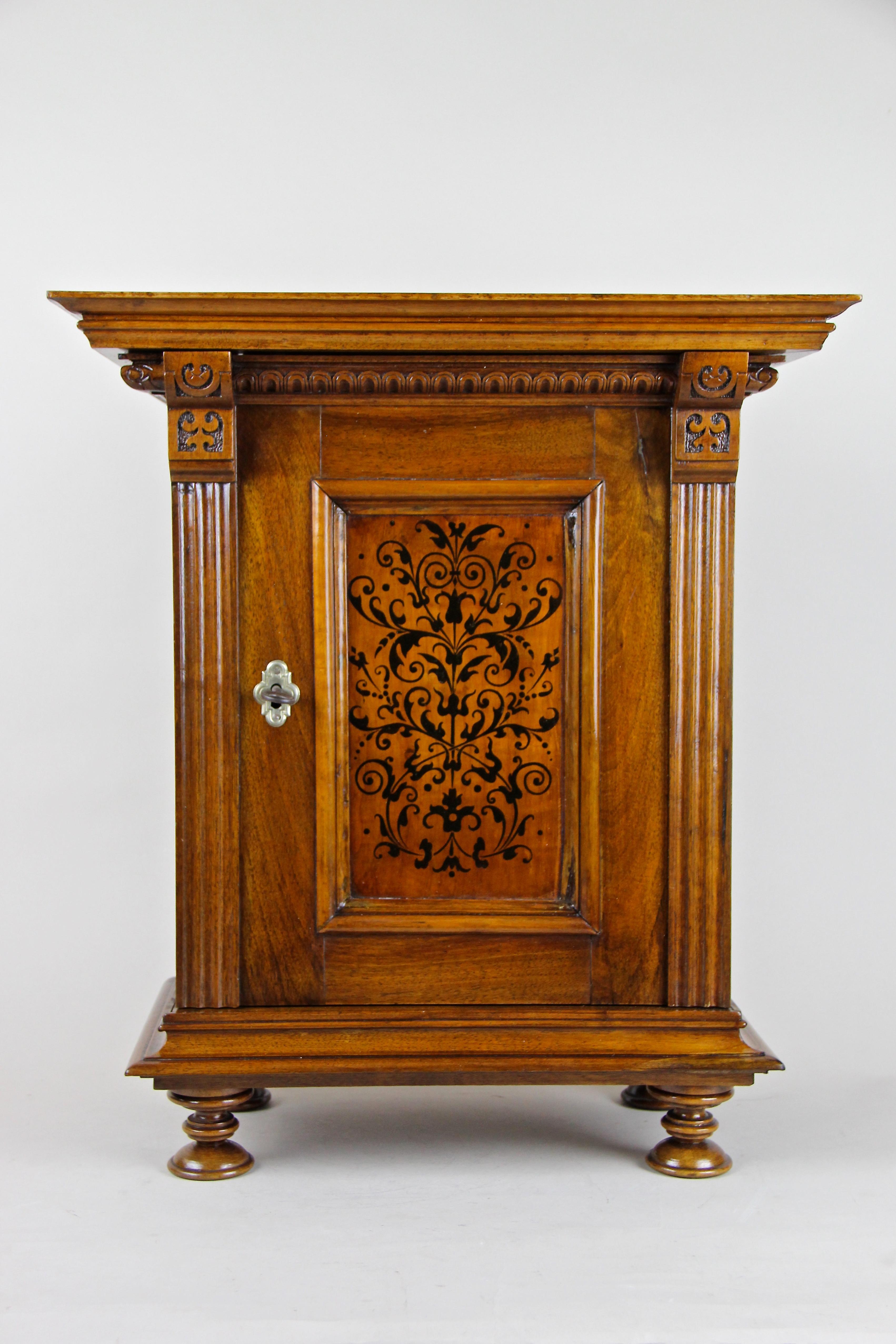 Marvelous Model Cabinet out of Austria circa 1880. This great miniature cabinet was made of spruce wood and veneered/ partly solid in fine nut wood. Pieces like this were made before it was produced in the 