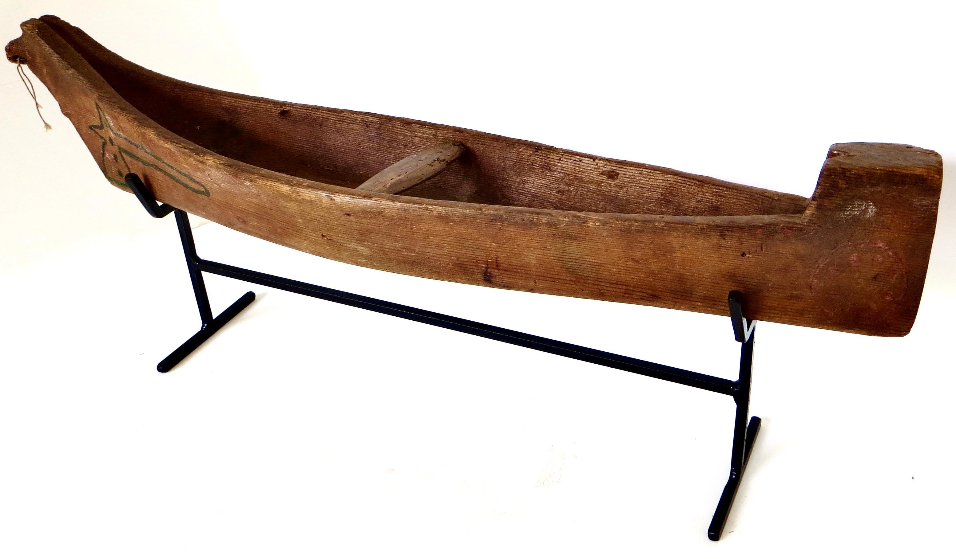 Wood  Model Canoe by Native North American Indians, C.1930 For Sale