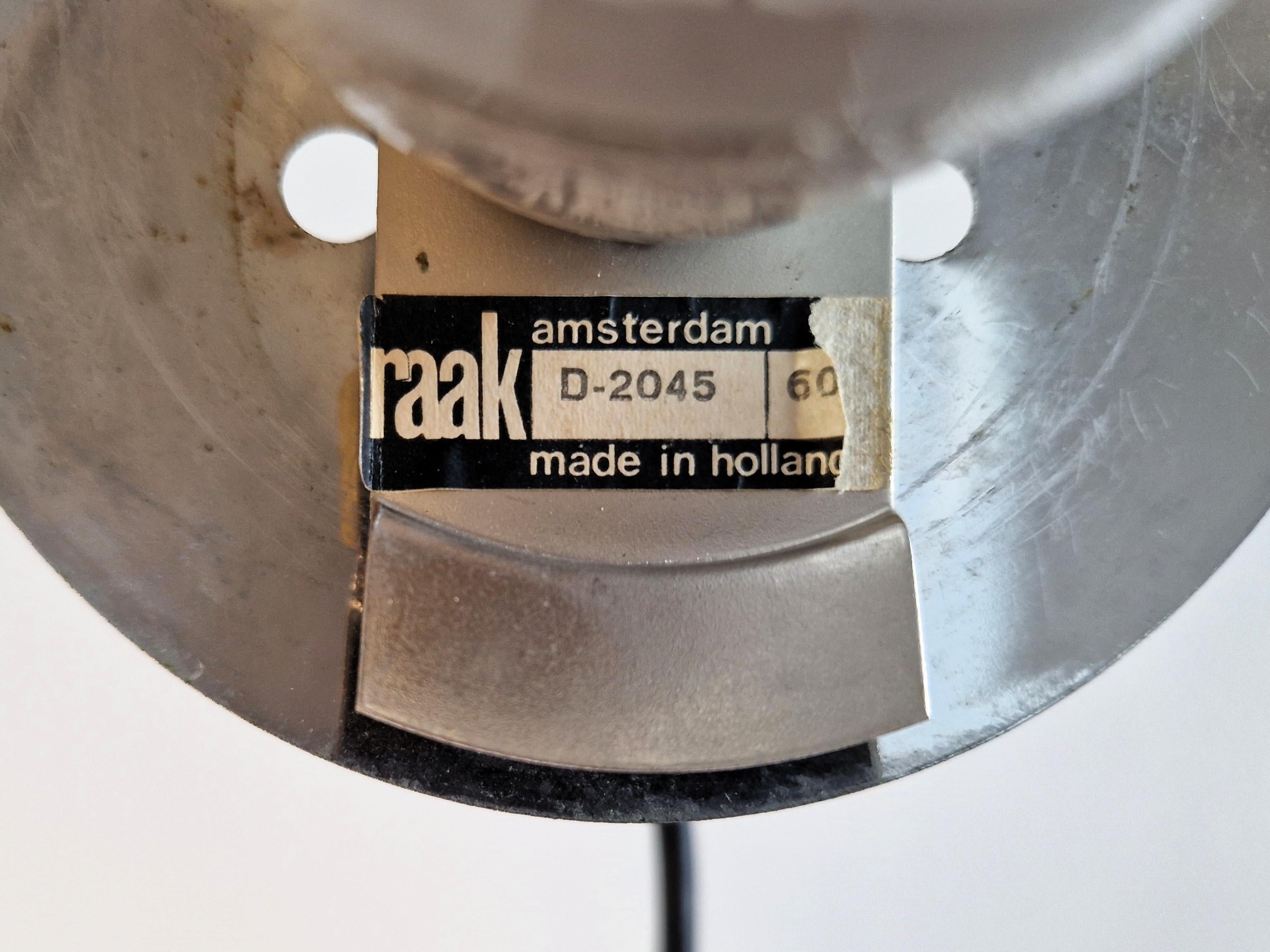 Metal Model D-2045 Cylindrical table lamp with globe for Raak Amsterdam, The Netherlan For Sale