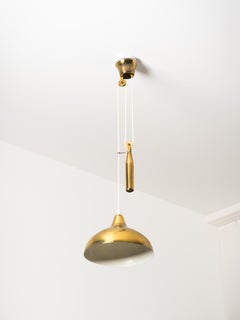 Model ER99 Brass Pendant Light with Counterweight by Itsu, Finland, 1950s