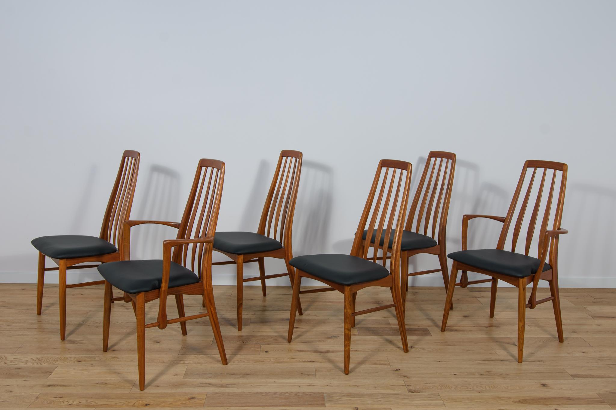 Mid-Century Modern Model Eva Dining Chairs by Niels Koefoed for Koefoed Hornslet, 1960s, Set of 6 For Sale