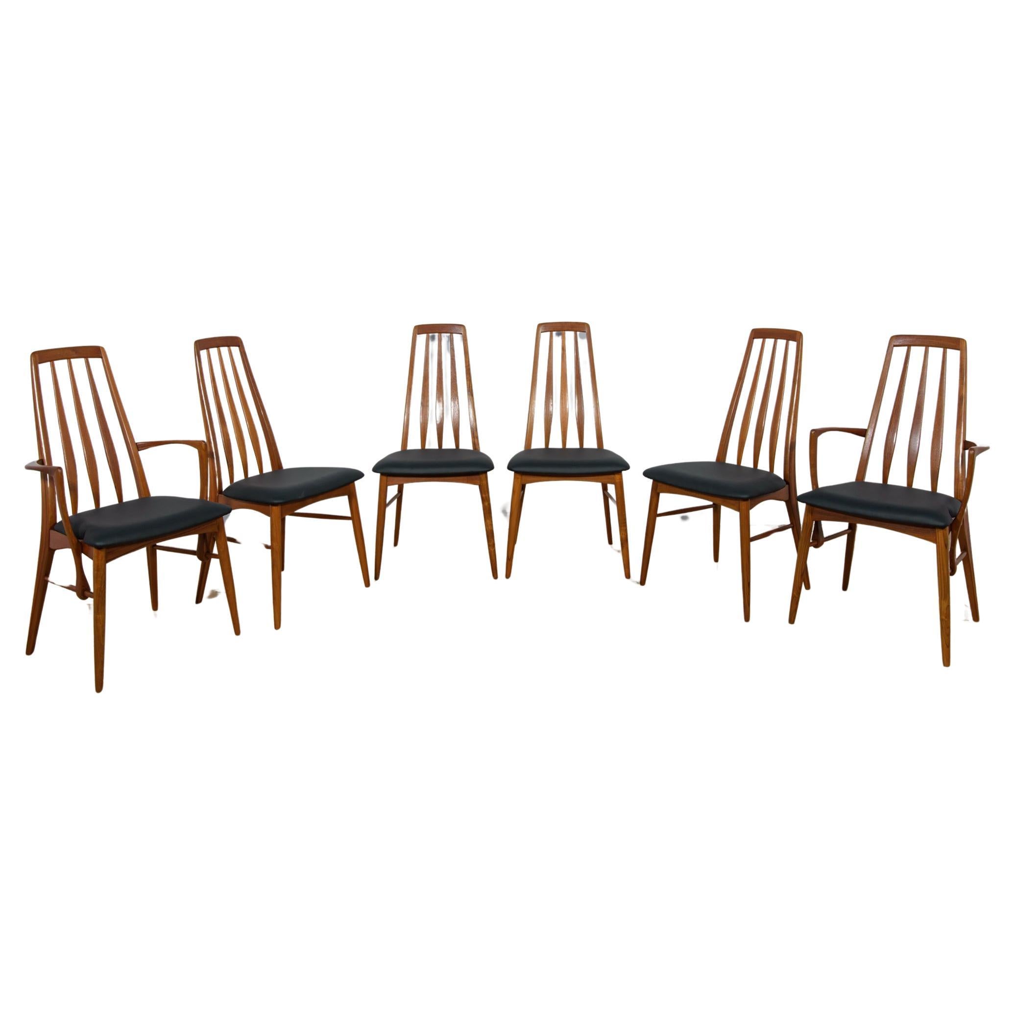 Chaises de salle à manger modèle Eva de Niels Koefoed pour Koefoed Hornslet, années 1960, lot de 6 en vente