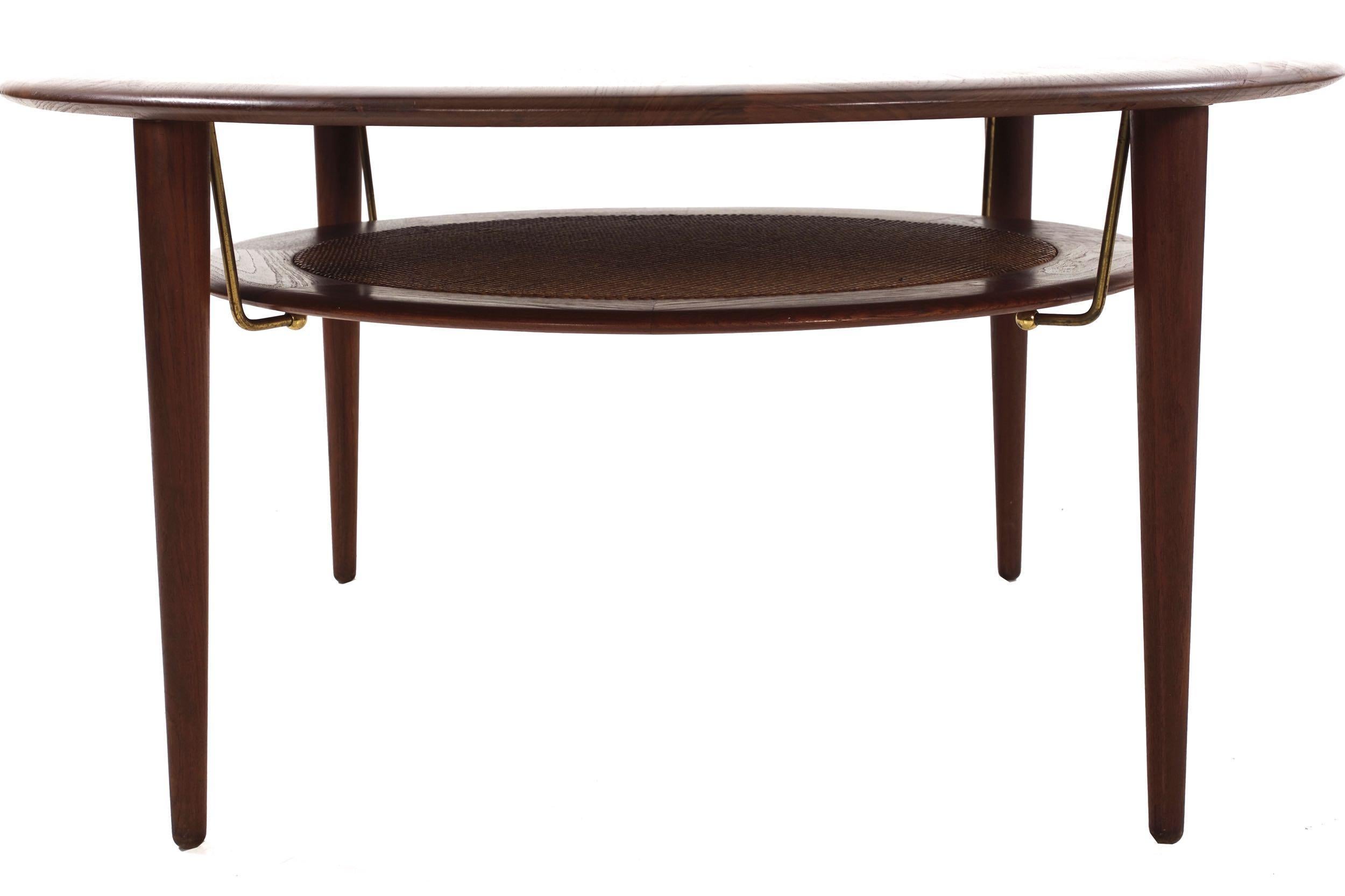 Model FD 515 Teak and Wicker Coffee Table by Peter Hvidt & Orla Mølgaard Nielsen In Good Condition In Shippensburg, PA