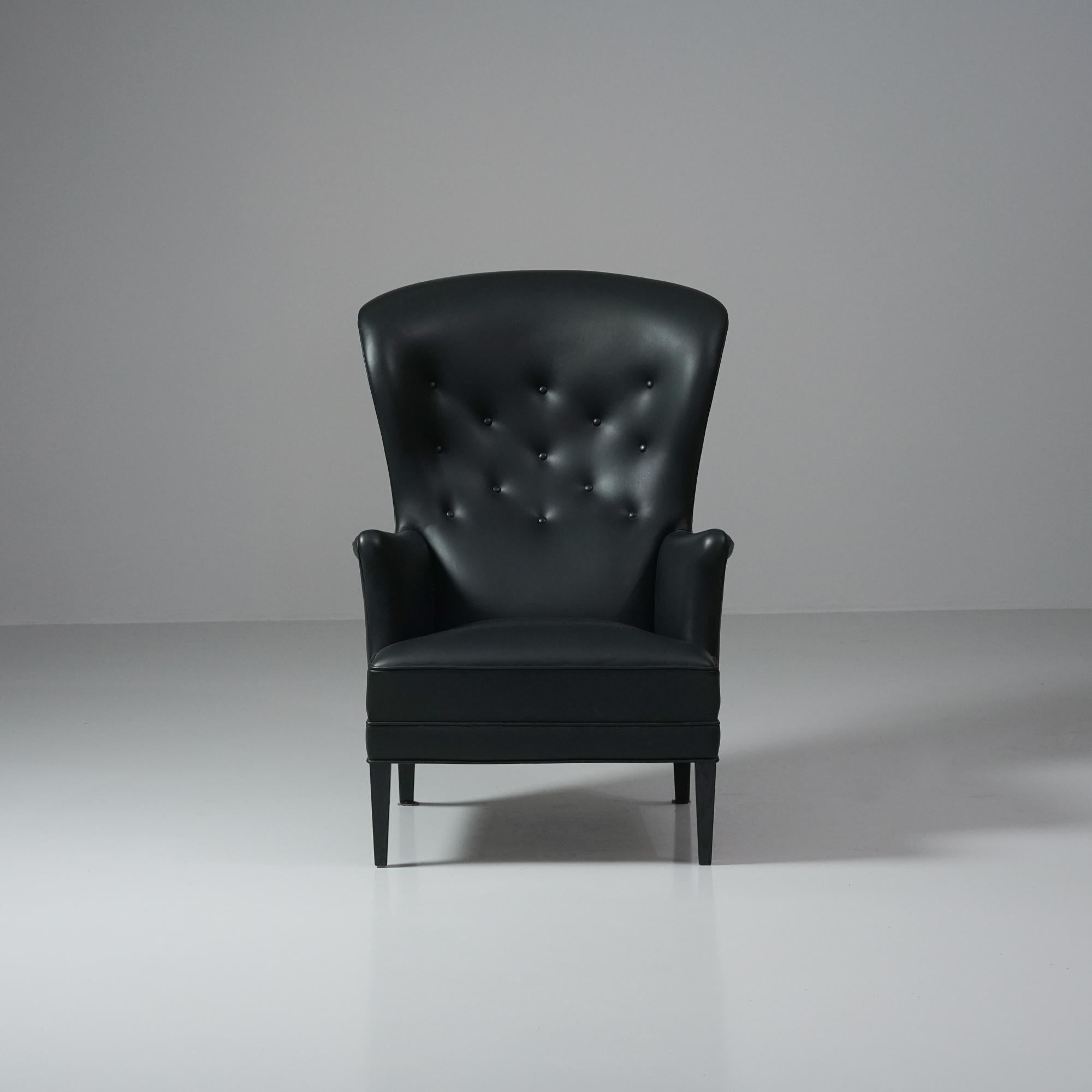 Danois Fauteuil et tabouret modèle FH419, Frits Henningsen, Carl Hansen & Søn, années 2000 en vente