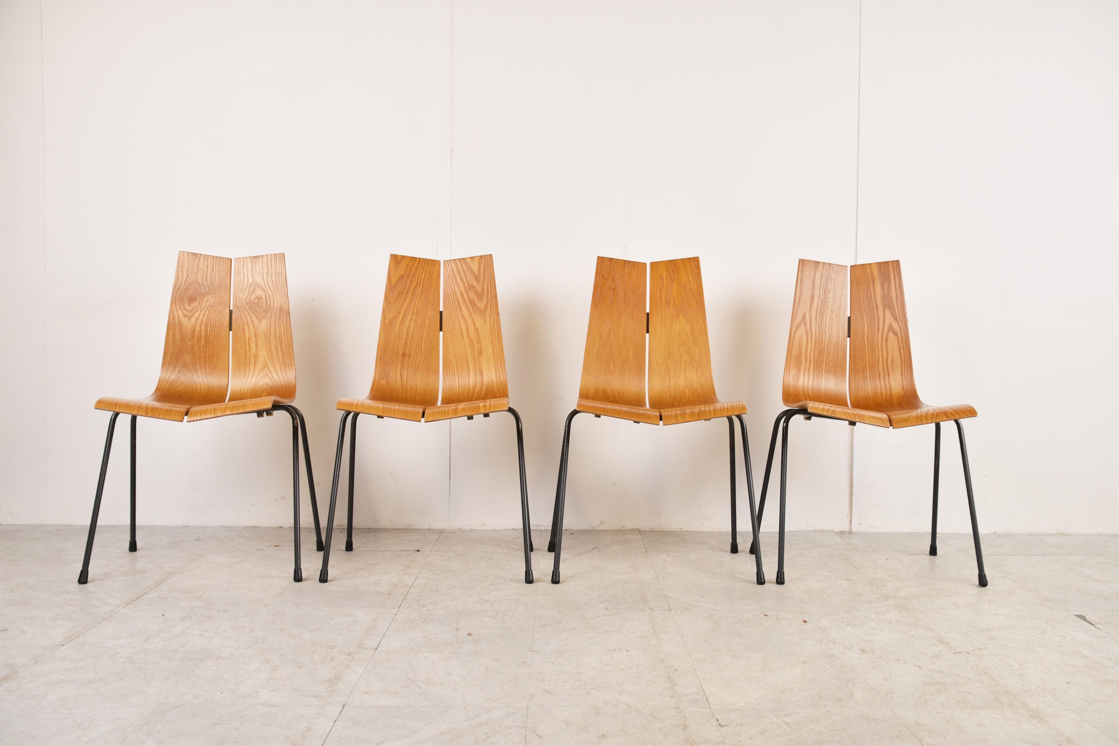 Mid-Century Modern Model Ga Chairs by Hans Bellmann for Horgen Glarus, Set of 4 For Sale