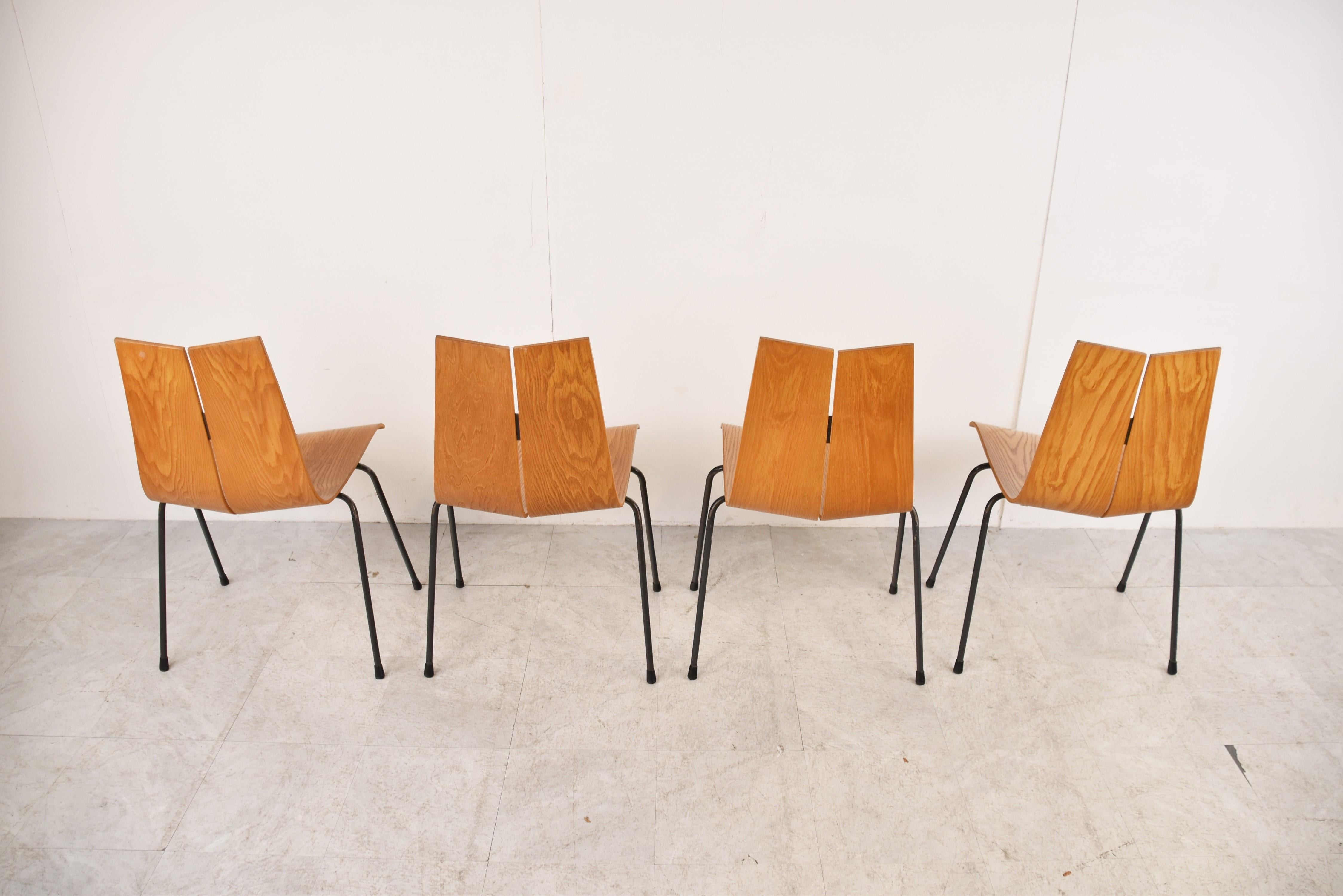 Metal Model Ga Chairs by Hans Bellmann for Horgen Glarus, Set of 4 For Sale