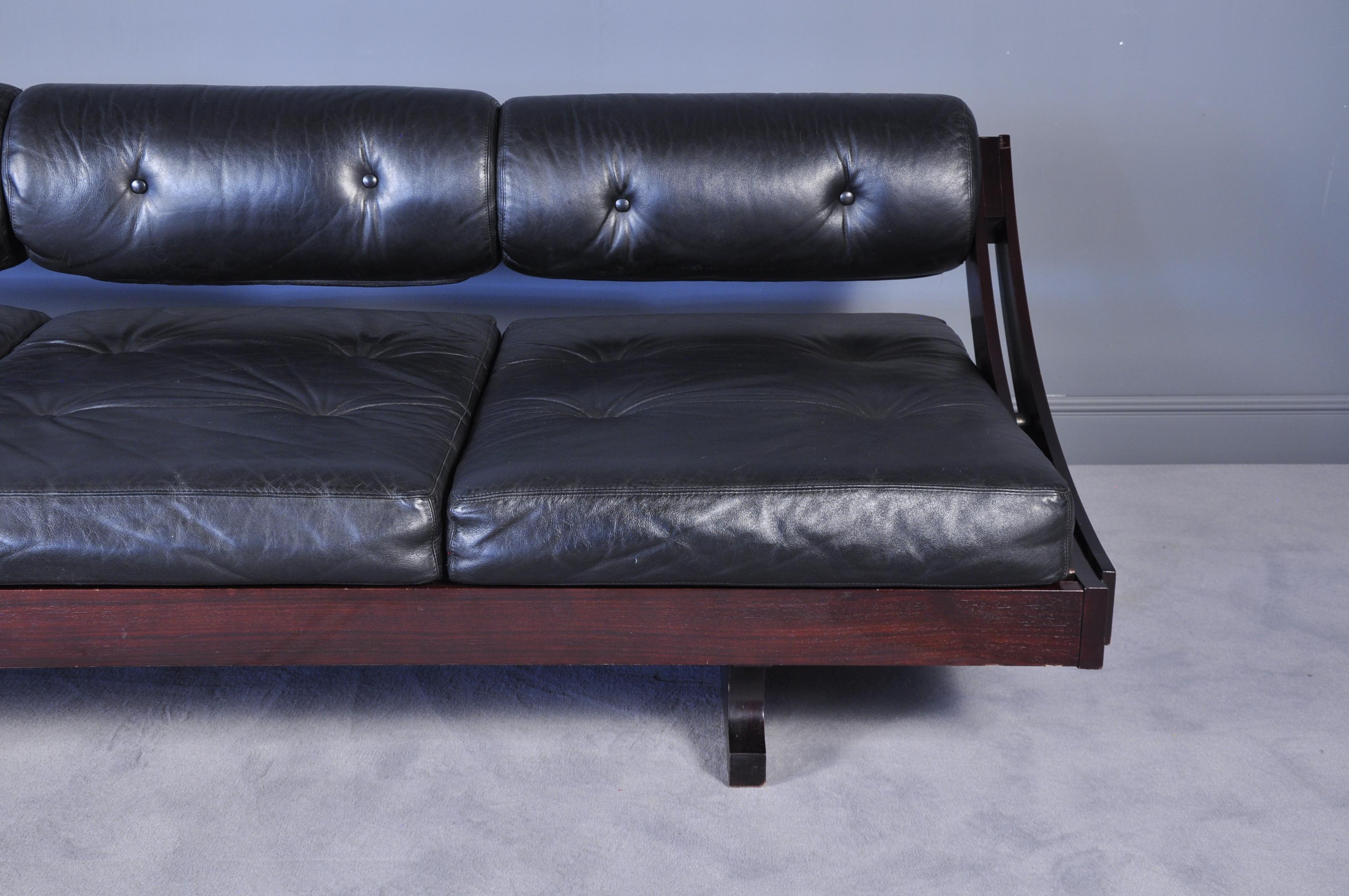 Mid-Century Modern Model GS-195 Black Leather Daybed by Gianni Songia for Sormani, 1963