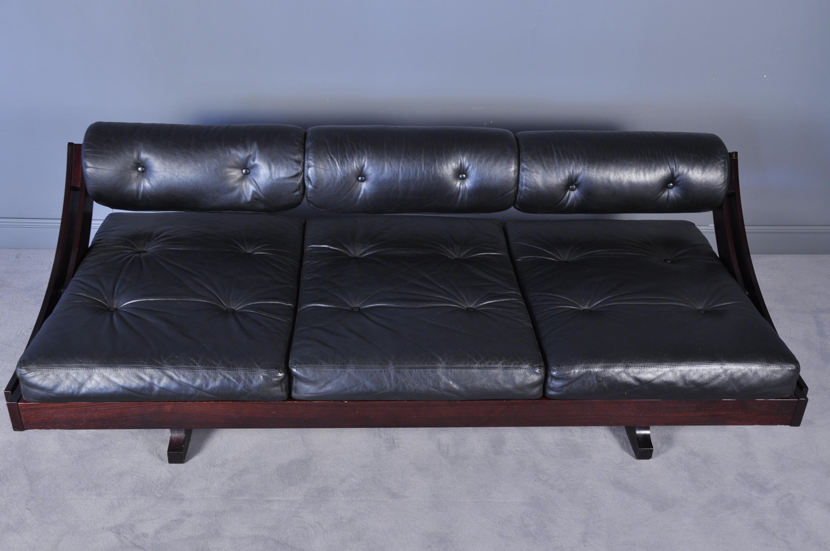 Italian Model GS-195 Black Leather Daybed by Gianni Songia for Sormani, 1963