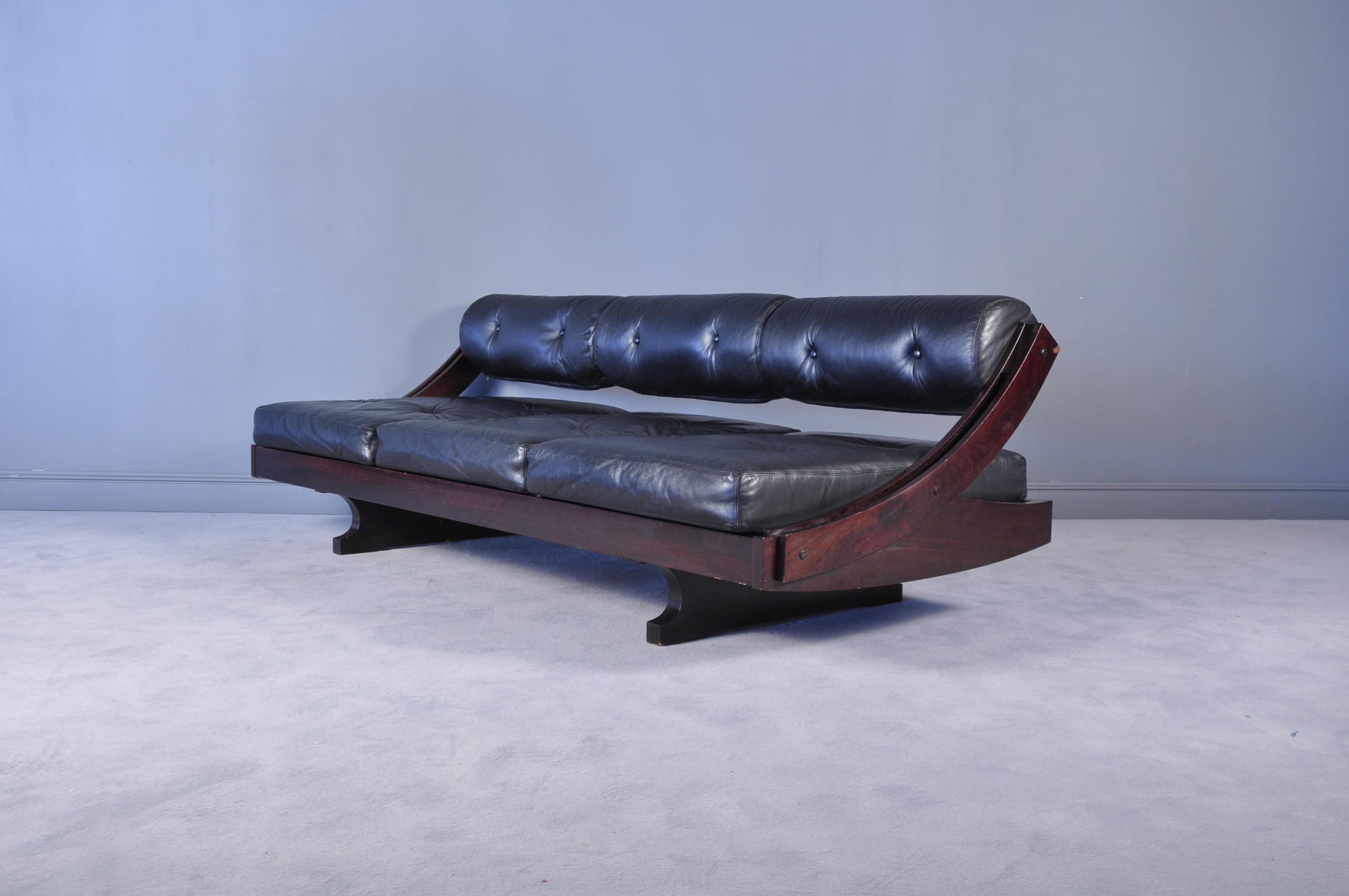 Mid-20th Century Model GS-195 Black Leather Daybed by Gianni Songia for Sormani, 1963