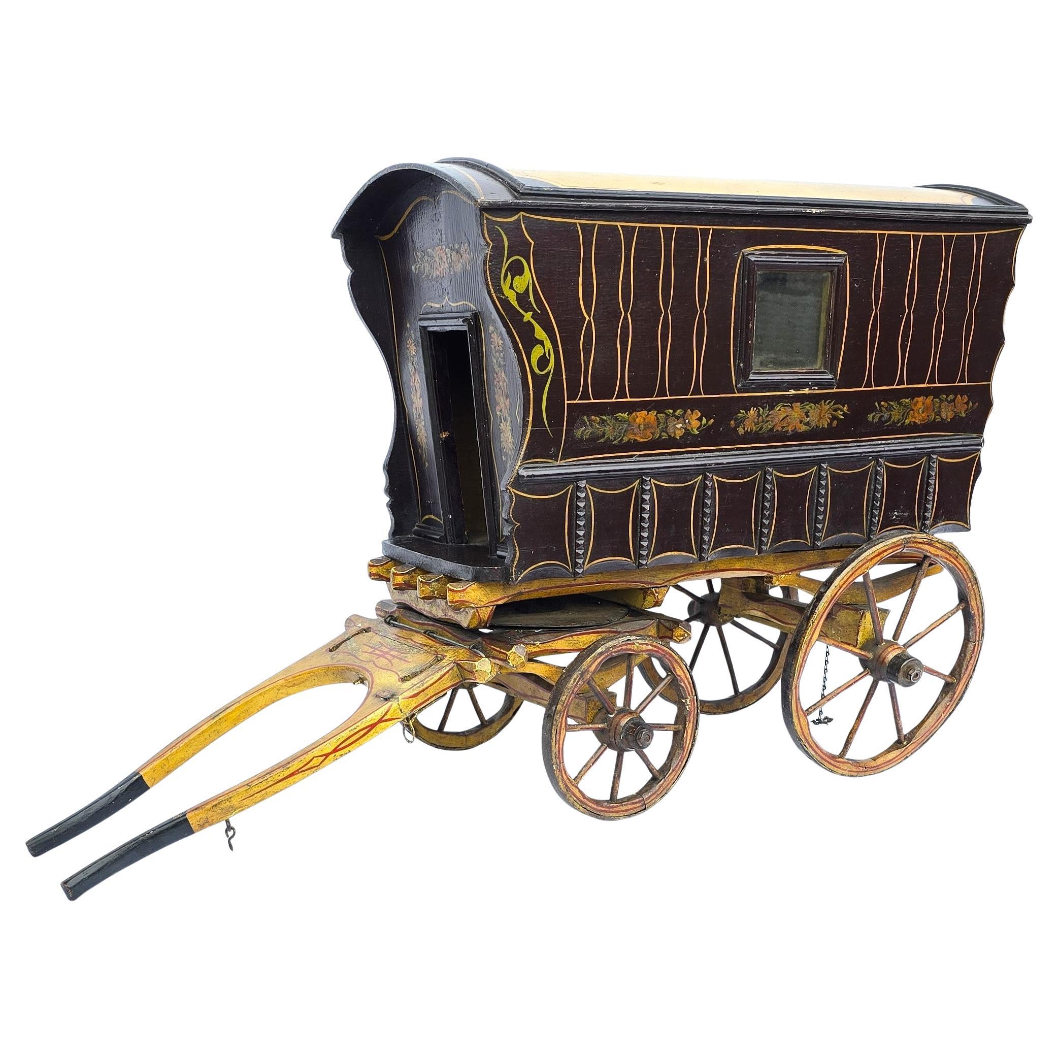 Model gypsies caravan, handmade and painted, folk art, English circa 1900