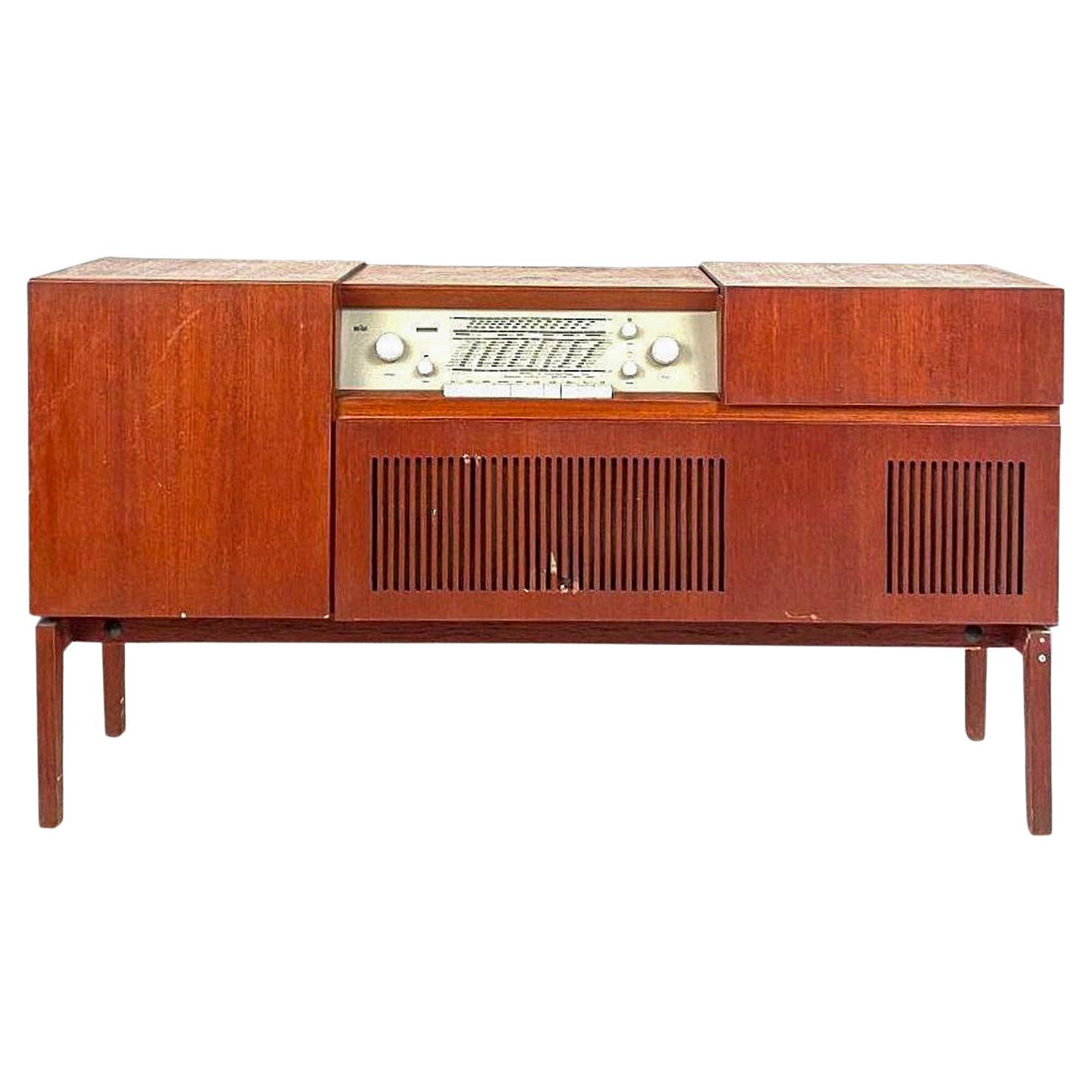 Model Hm 6-81 Teak Record Console by Herbert For Sale