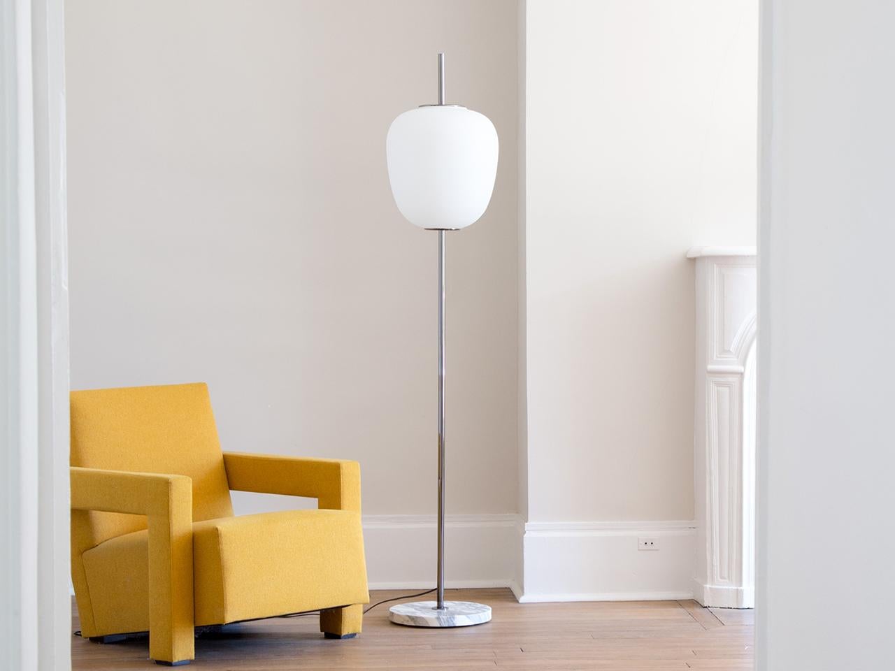 Mid-Century Modern Disderot  J14 Glass & Brass Standing / Floor Lamp by André Motte AVAILABLE NOW For Sale