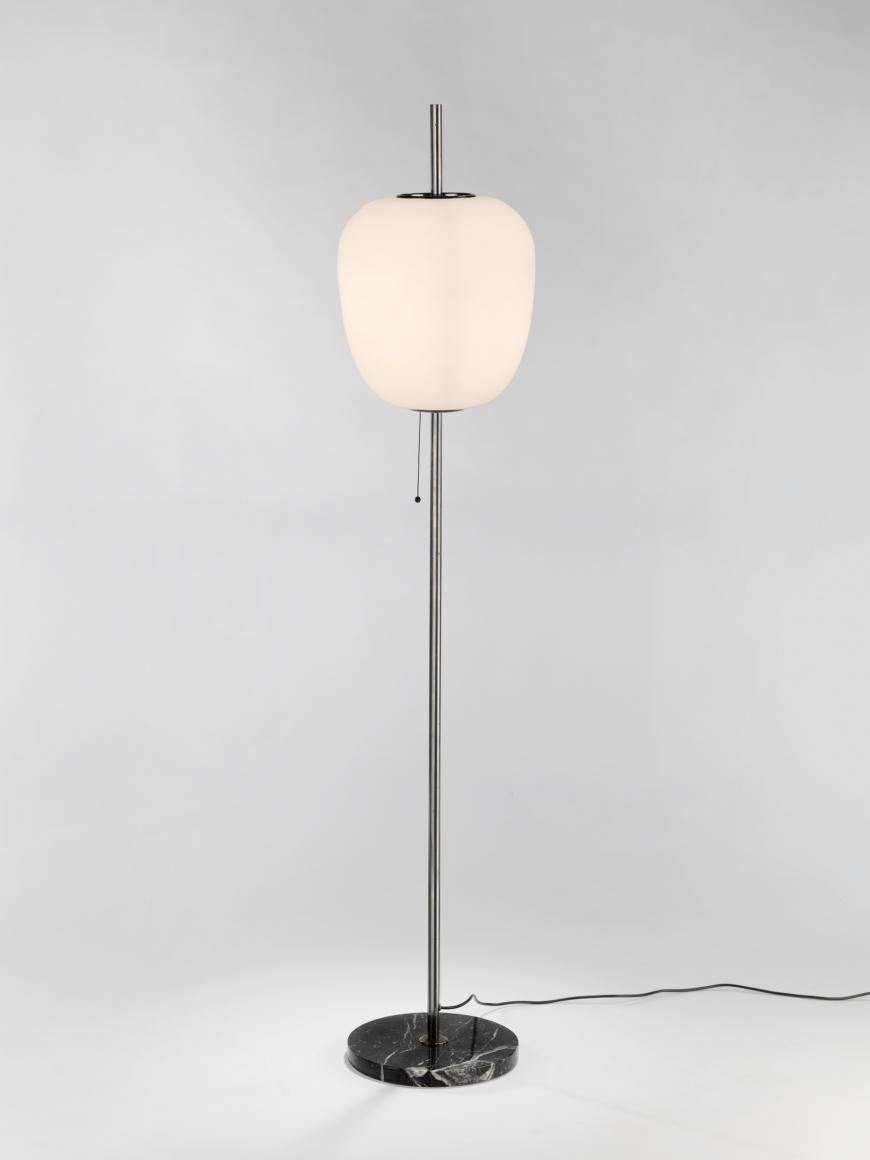 Disderot  J14 Glass & Brass Standing / Floor Lamp by André Motte AVAILABLE NOW In Excellent Condition For Sale In London, GB