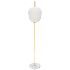 Model J14 Glass & Brass Standing / Floor Lamp by Joseph-André Motte for Disderot