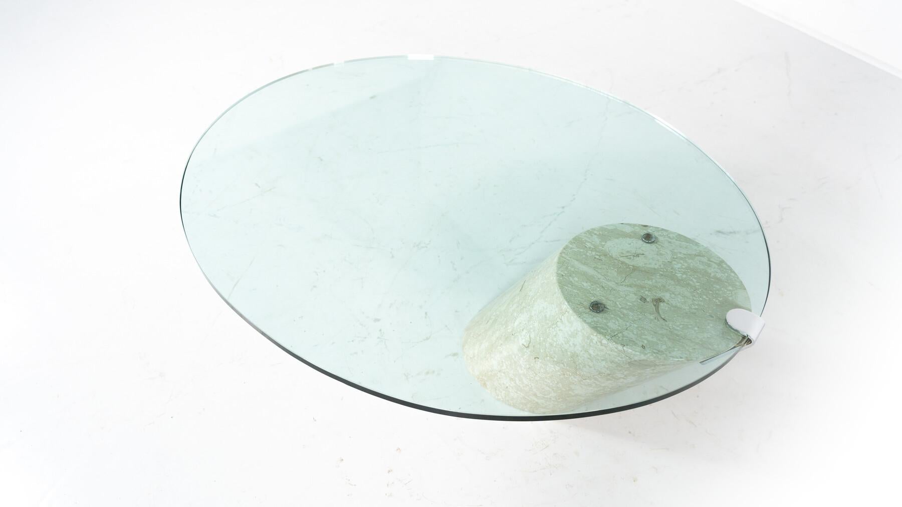 Table basse modèle K1000 en travertin et verre par Team Form en vente 7