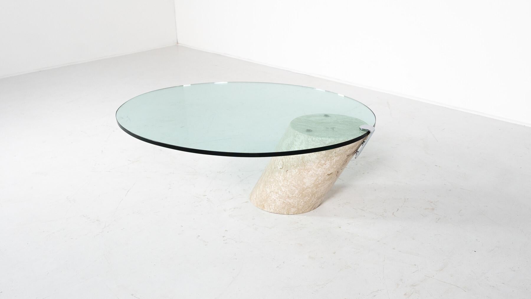 Table basse modèle K1000 en travertin et verre par Team Form en vente 9