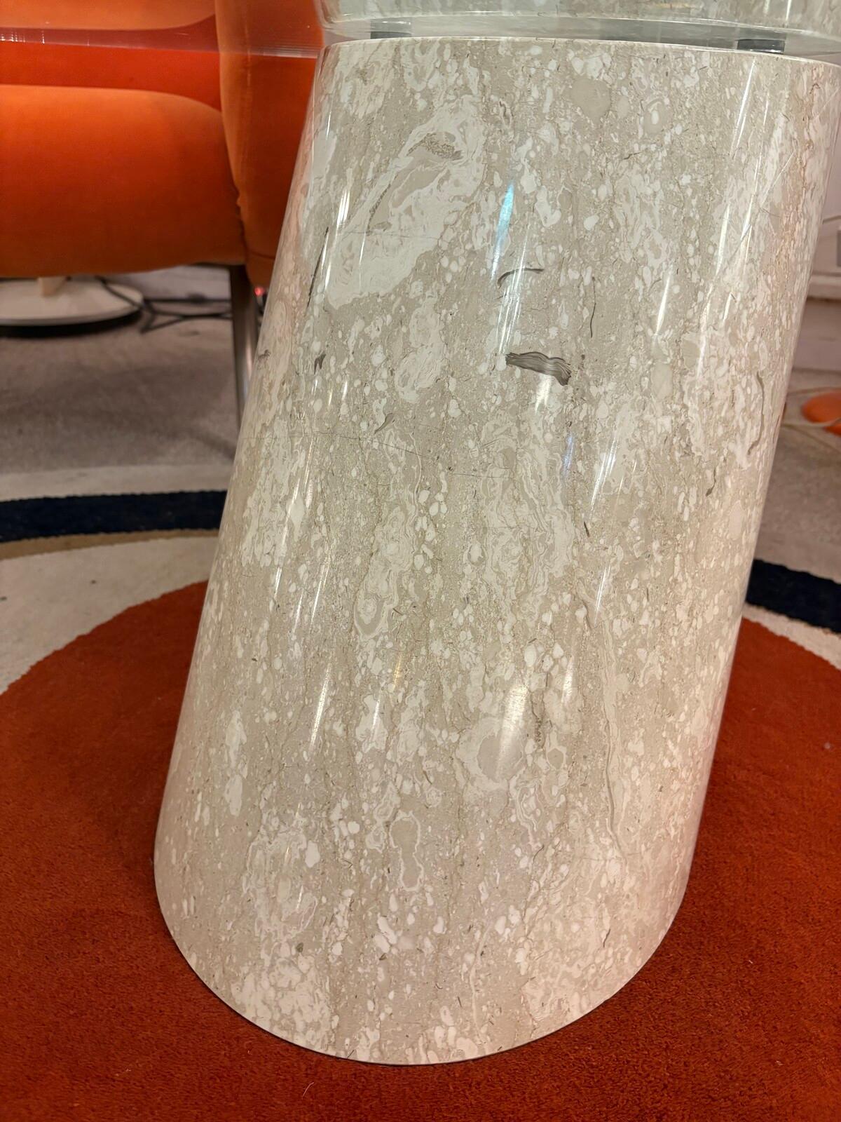 Swiss Model K1000 Travertine & Glass Coffee Table By Team Form For Sale