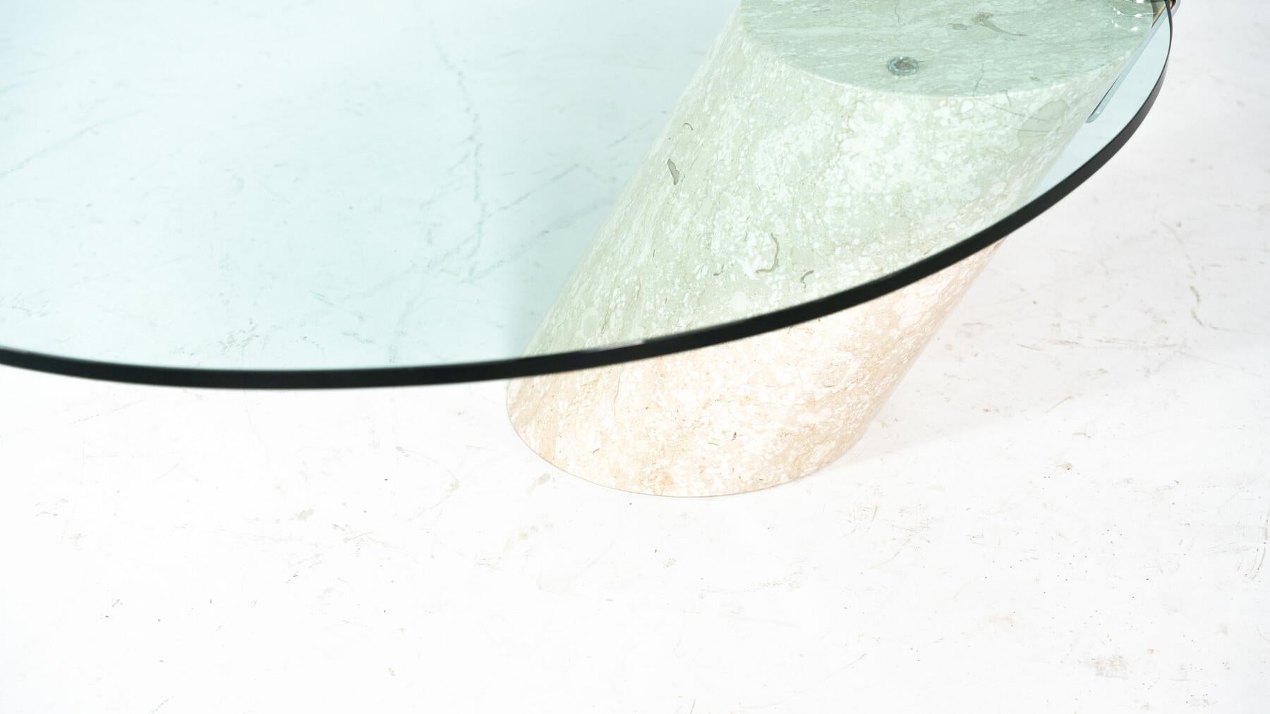 Table basse modèle K1000 en travertin et verre par Team Form en vente 2
