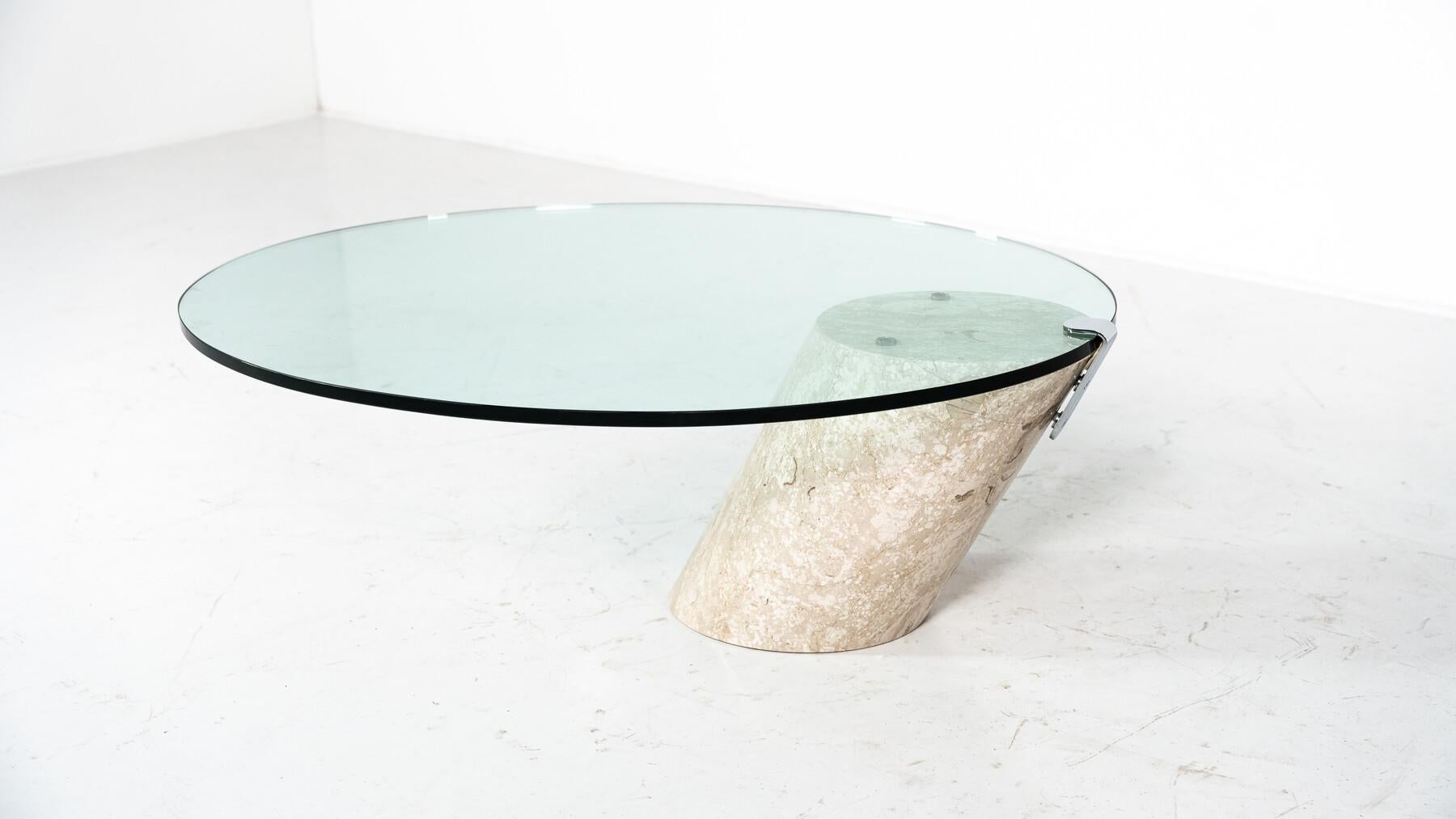 Table basse modèle K1000 en travertin et verre par Team Form en vente 4