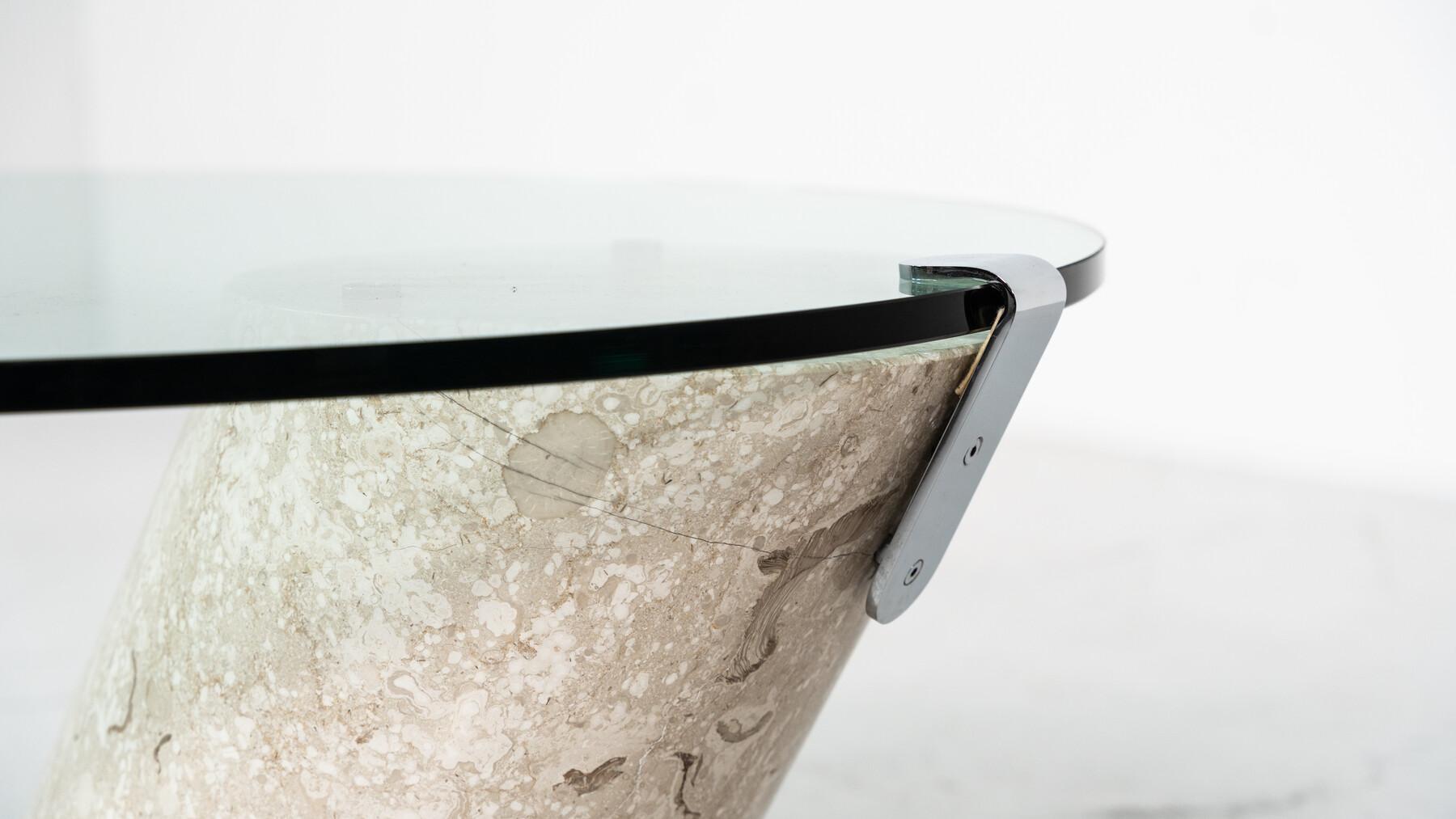 Table basse modèle K1000 en travertin et verre par Team Form en vente 5