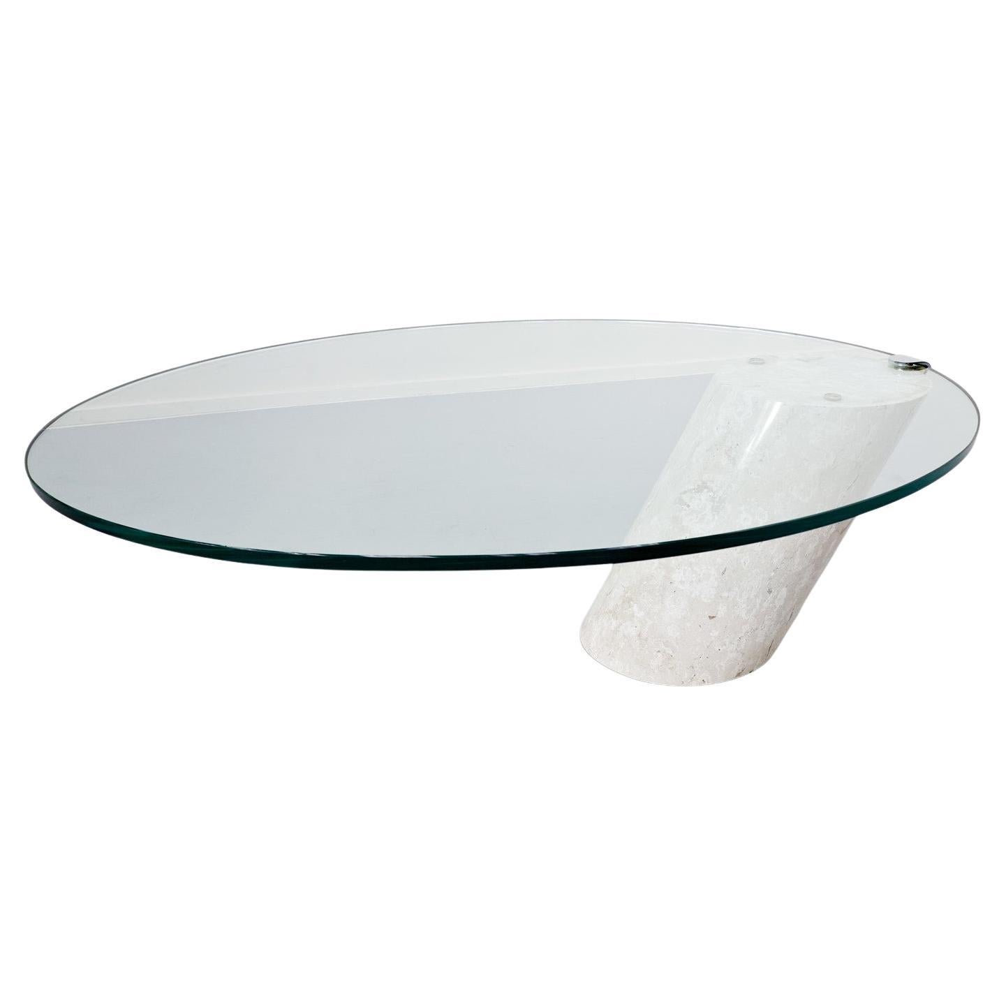 Table basse modèle K1000 en travertin et verre par Team Form