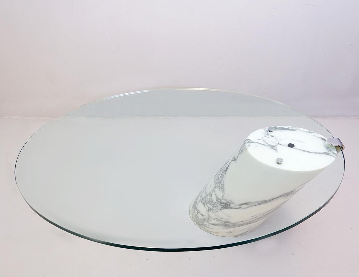 Late 20th Century Model K1000 White Marble and Glass Coffee Table by Team Form for Ronald Schmitt
