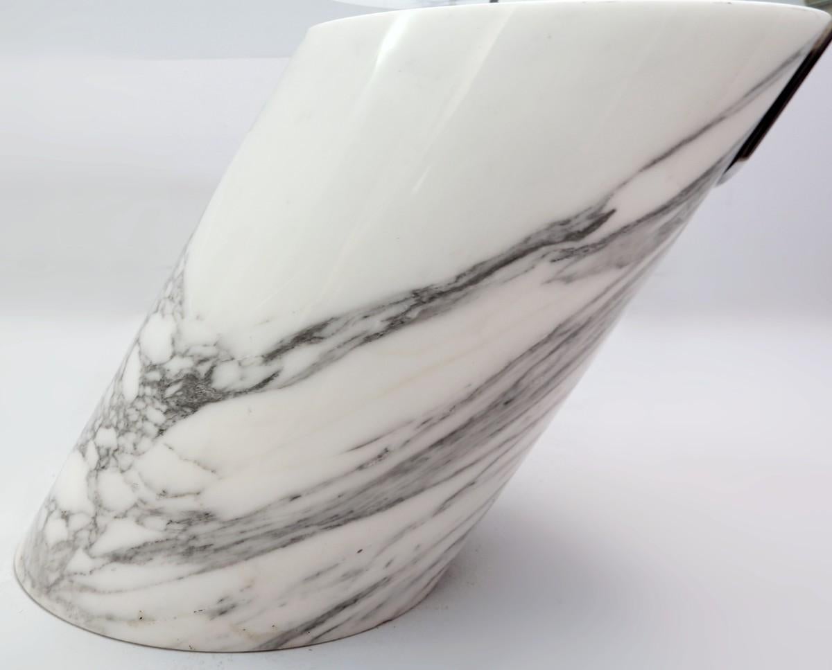 Model K1000 White Marble and Glass Coffee Table by Team Form for Ronald Schmitt 1