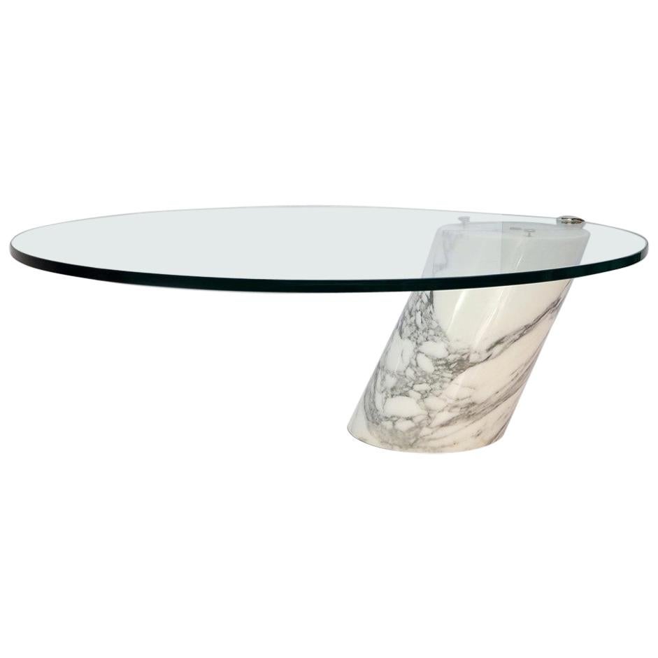 Model K1000 White Marble and Glass Coffee Table by Team Form for Ronald Schmitt