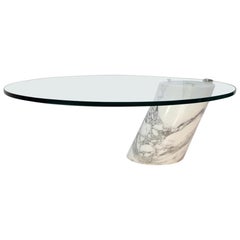 Model K1000 White Marble and Glass Coffee Table by Team Form for Ronald Schmitt