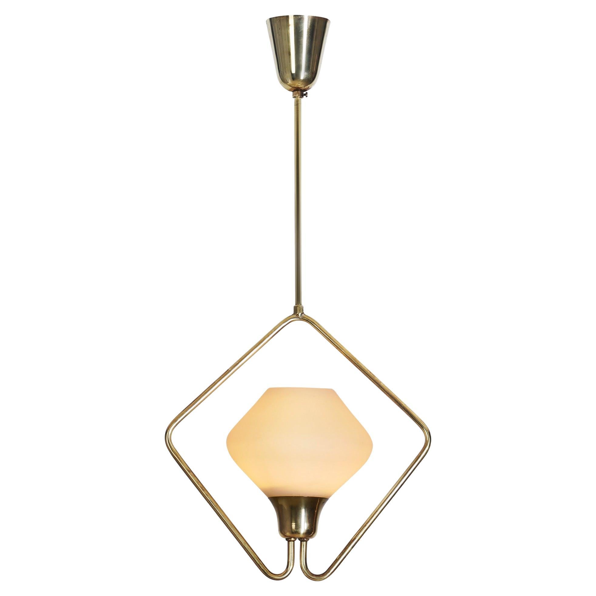 Model "K2-47" Brass Pendant Lamp by Maria Lindeman for Idman, Finland ca 1950s For Sale