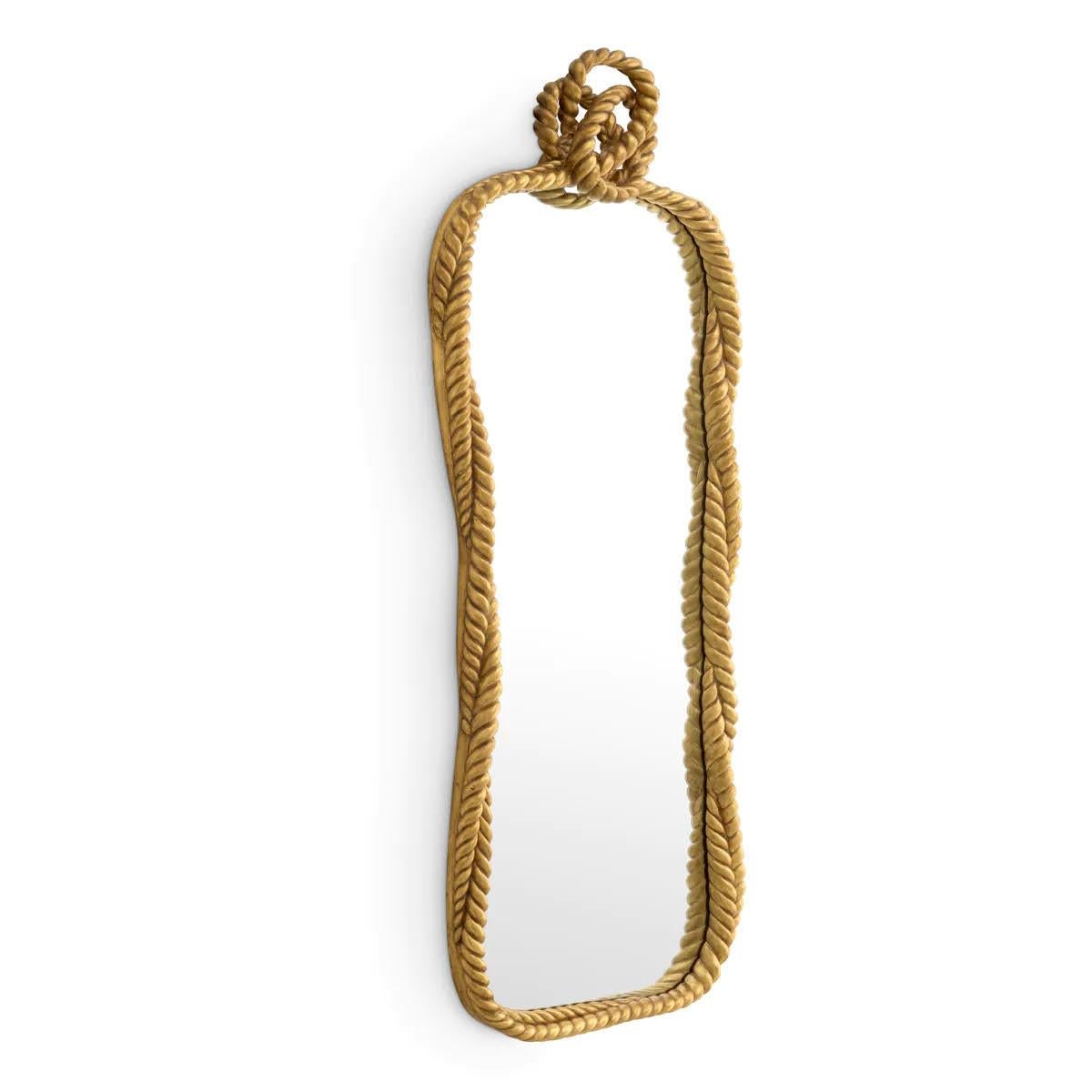 Moderno Specchio modello L, foglia d'oro invecchiato. in vendita