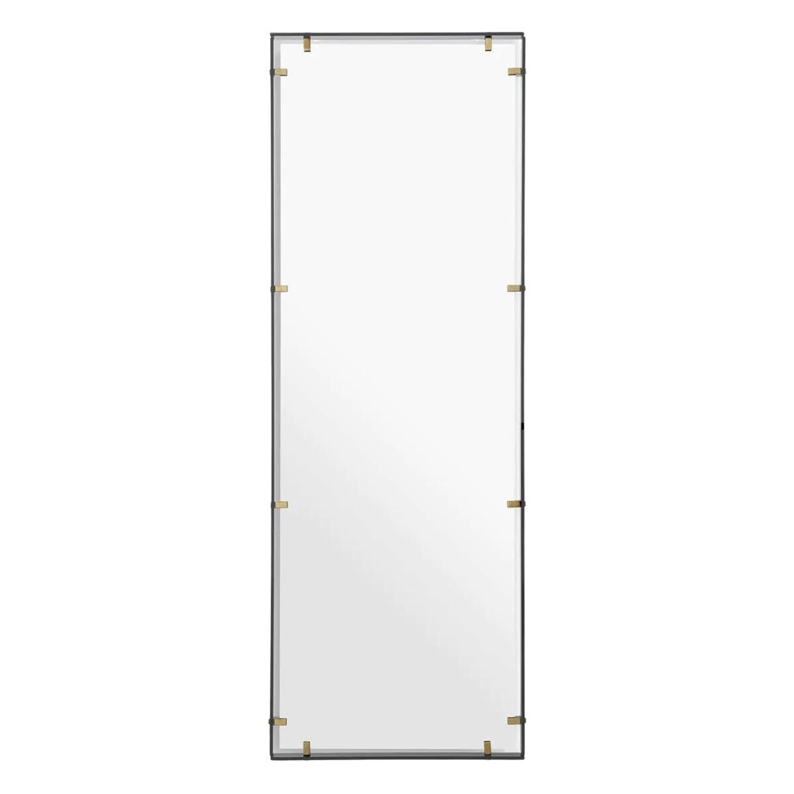 Model L Mirror, Smoked Glass and Antique Brass Finish.