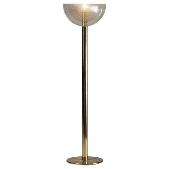 Vintage 1980s floor lamp gilded brass and glass design Relux Milano For ...