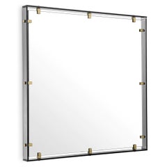 Mirror, Smoked Glass and Antique Brass Finish.