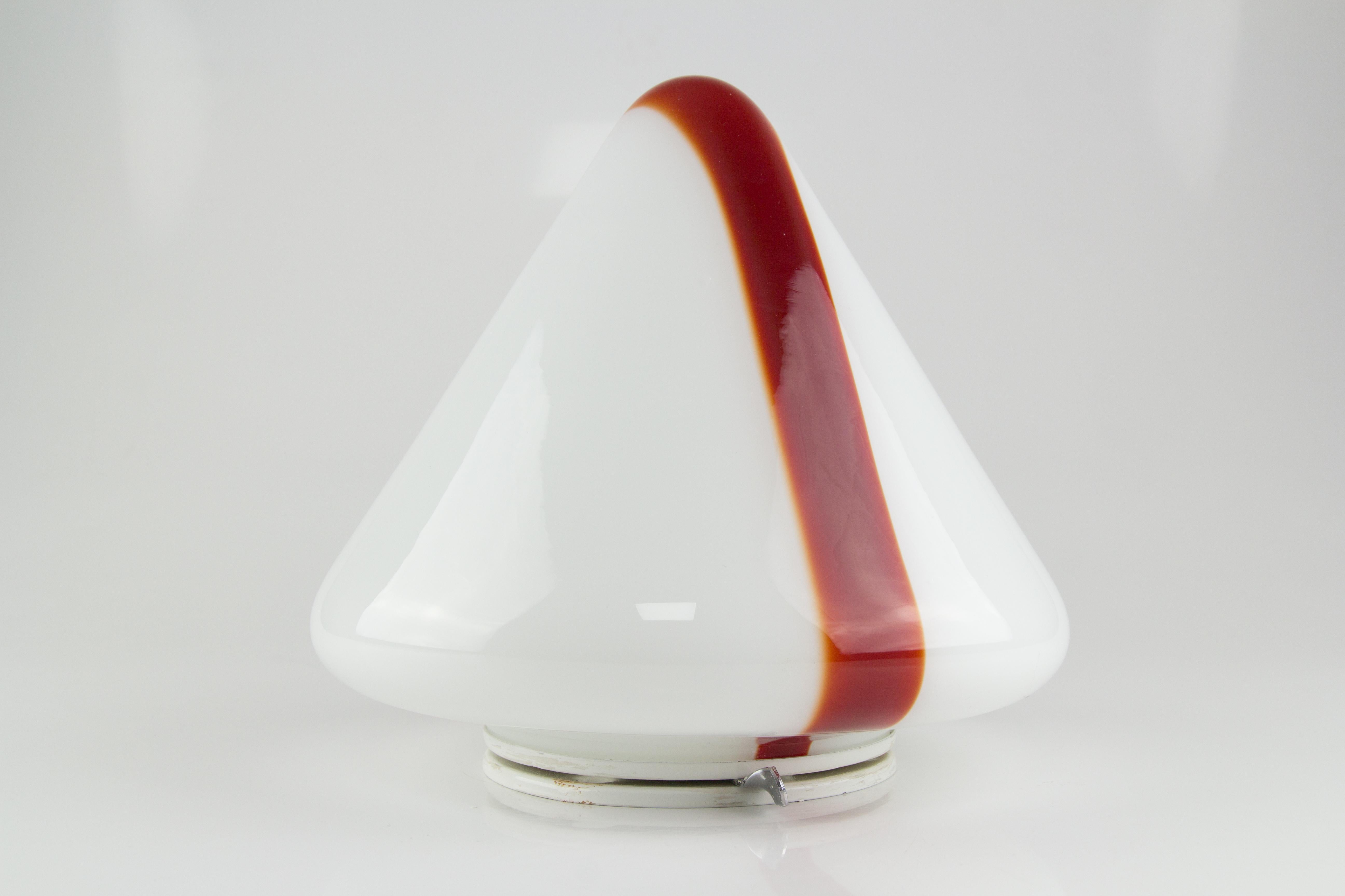 Model MICO Murano White & Red Glass Ceiling Lamp by Renato Toso for Leucos, 1972 For Sale 5