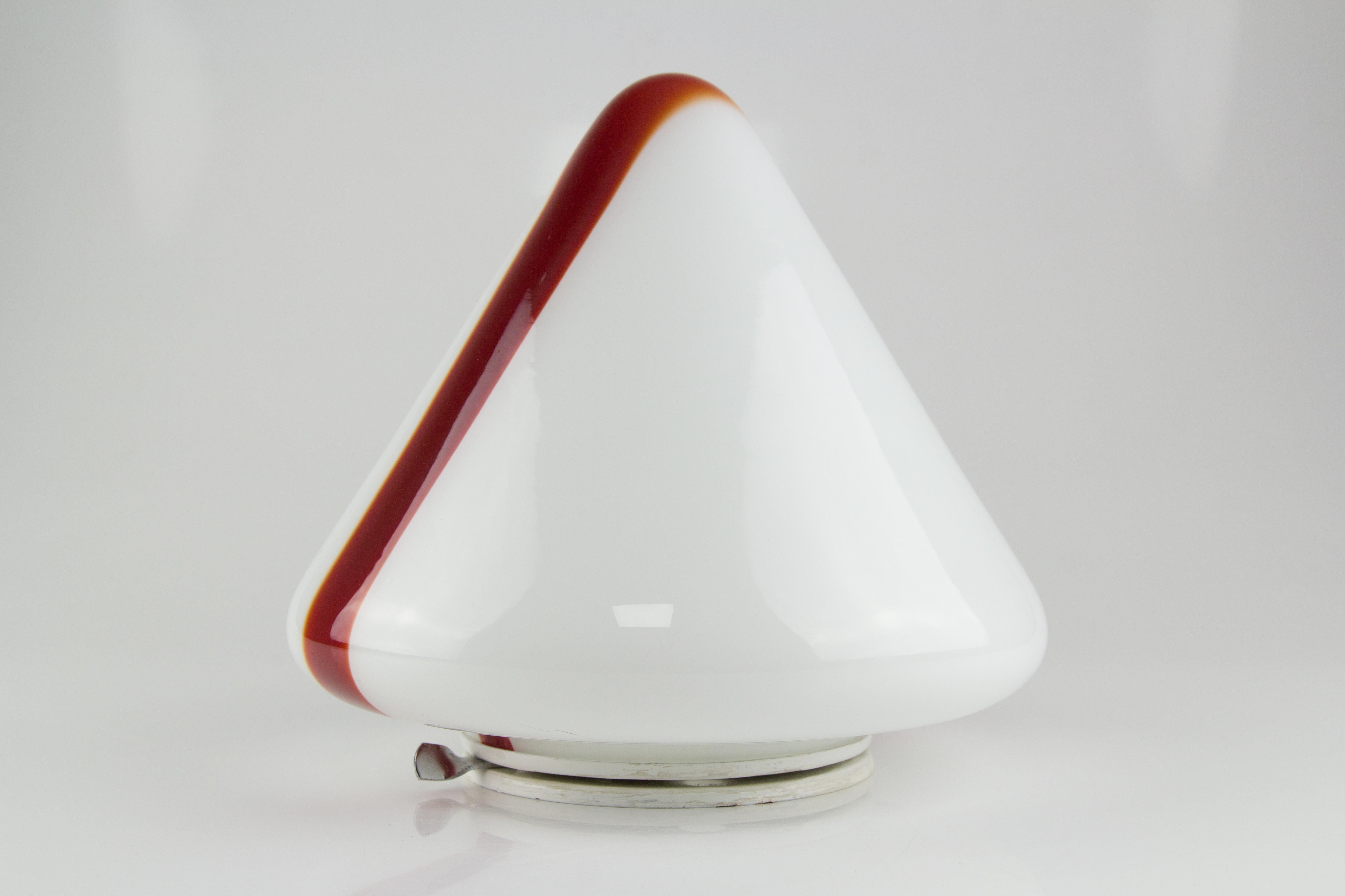 Model MICO Murano White & Red Glass Ceiling Lamp by Renato Toso for Leucos, 1972 For Sale 3