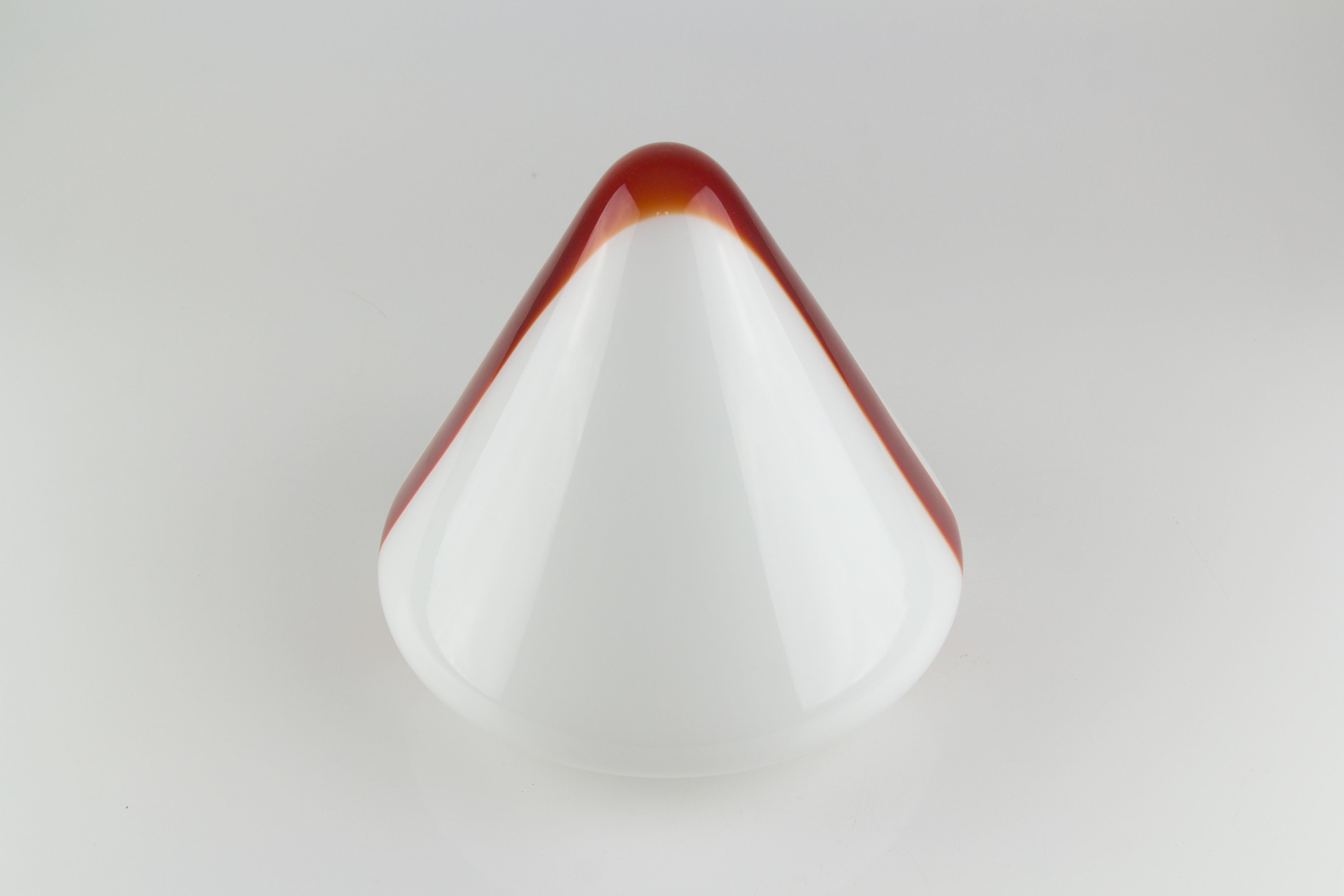 Model MICO Murano White & Red Glass Ceiling Lamp by Renato Toso for Leucos, 1972 For Sale 8