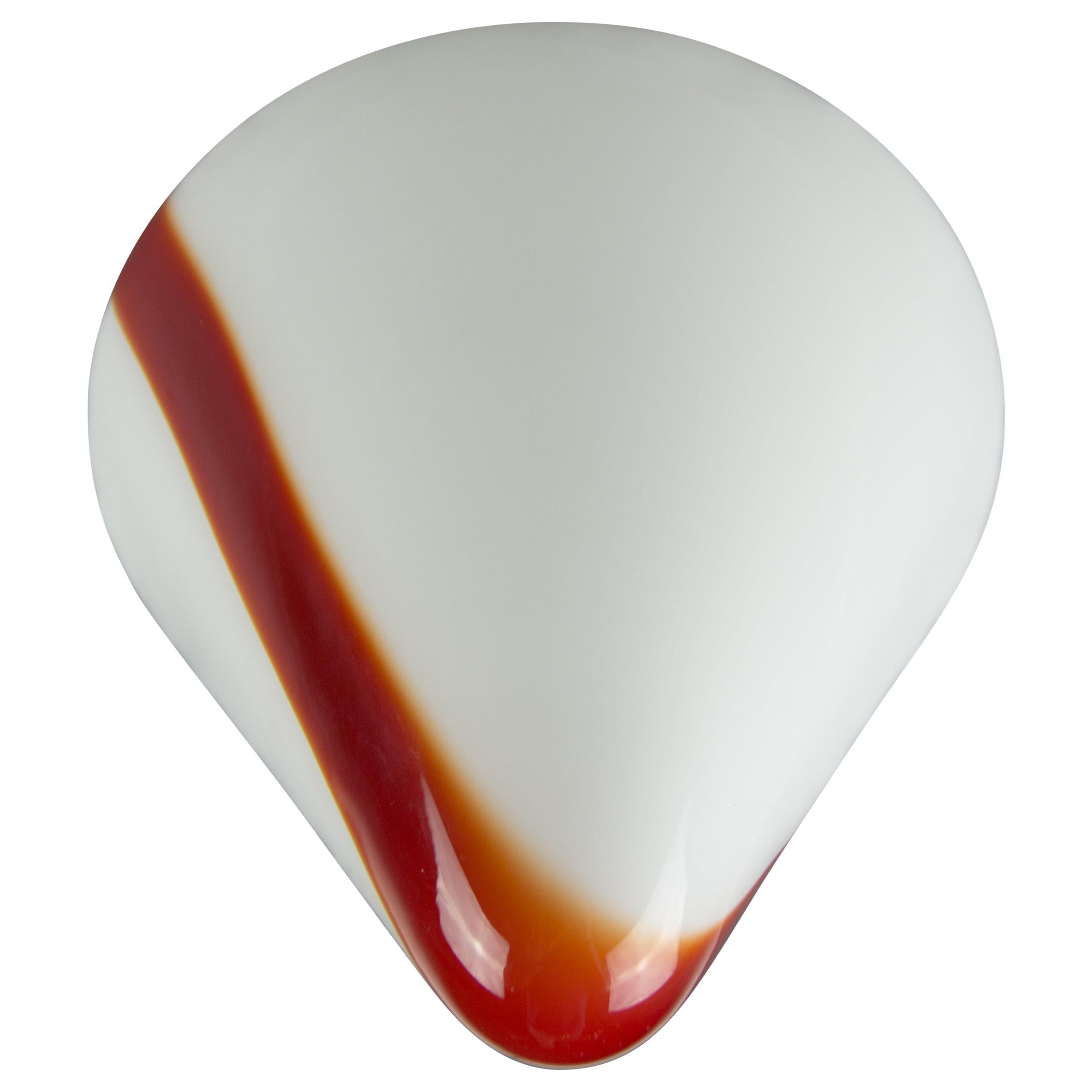 Model MICO Murano White & Red Glass Ceiling Lamp by Renato Toso for Leucos, 1972
