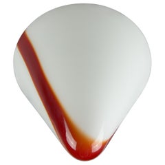 Vintage Model MICO Murano White & Red Glass Ceiling Lamp by Renato Toso for Leucos, 1972