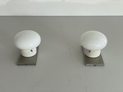 Model Modulo Glass and Chrome Pair of Wall Lamps by S.T. Valenti, 1970s, Italy