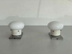 Model Modulo Glass and Chrome Pair of Wall Lamps by S.T. Valenti, 1970s, Italy