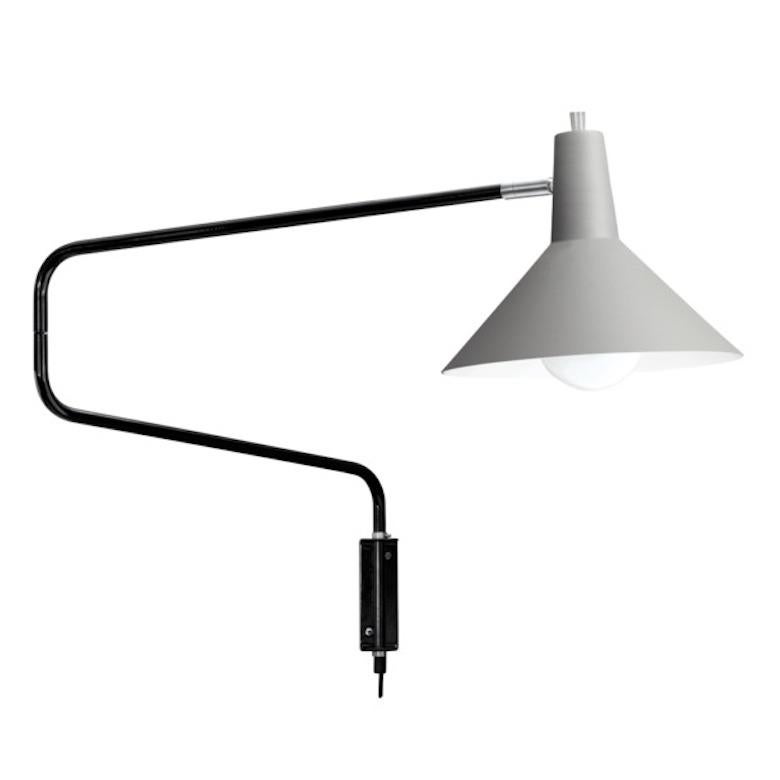 Paperclip wall light by J.J.M. Hoogervorst. Current production designed in the Netherlands by Anvia. Enameled metal. The Paperclip No. 1602 is based on an early ANVIA elbow or swinging arm lamp from 1955, originally sold under number 748-08.