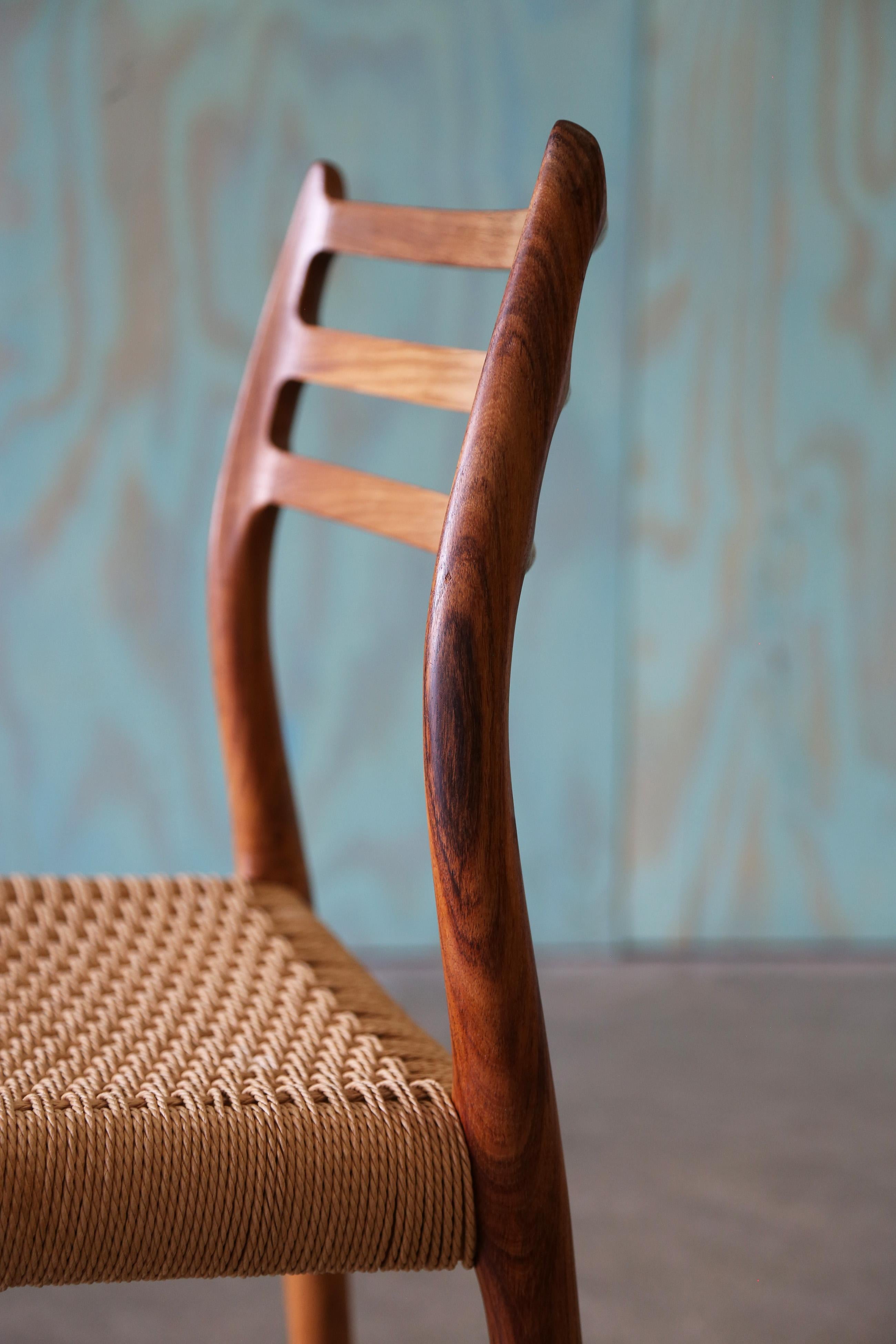 Mid-Century Modern Model no. 78 Rosewood Dining Chair by Niels Møller, Denmark, Danish modern For Sale