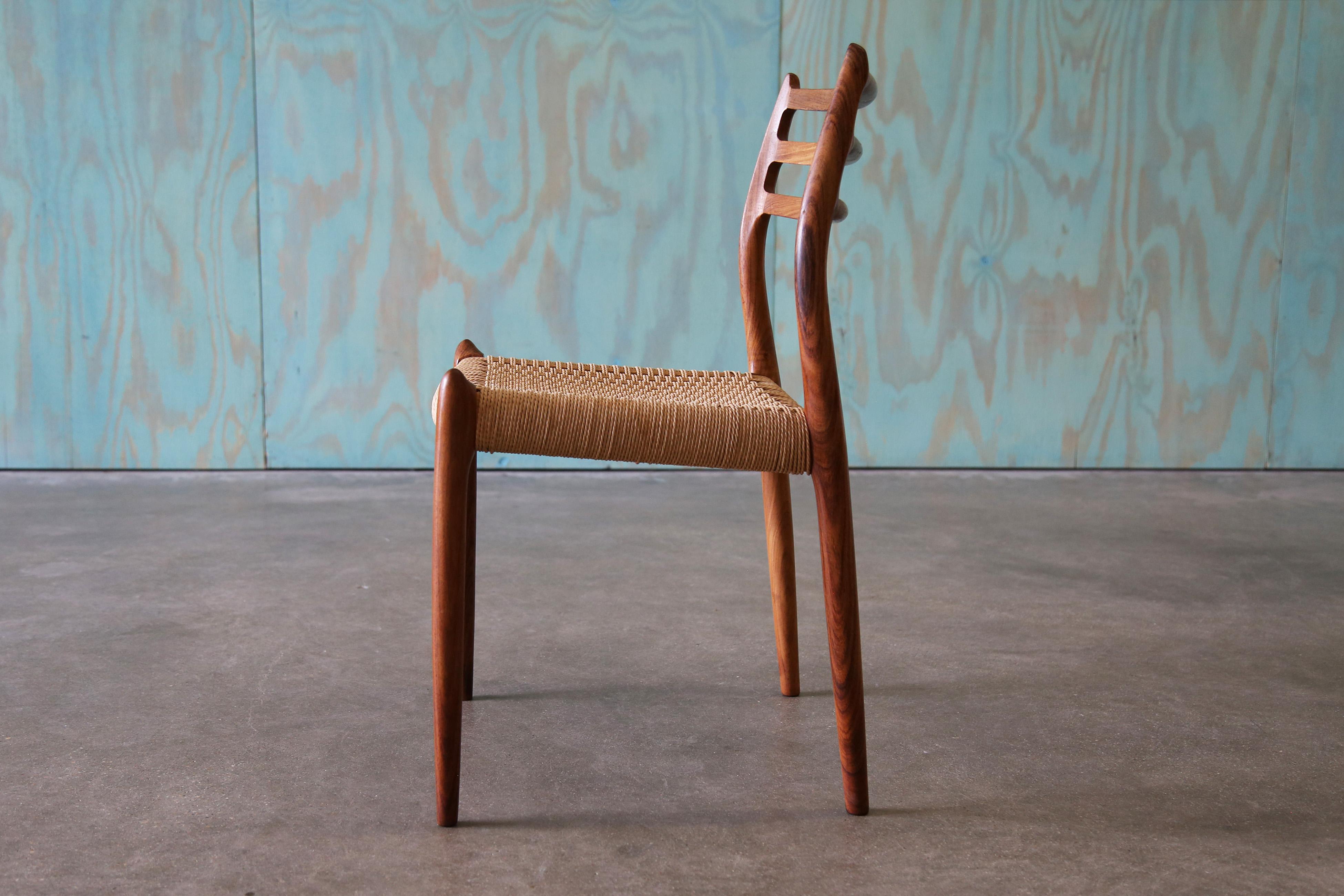 Model no. 78 Rosewood Dining Chair by Niels Møller, Denmark, Danish modern In Good Condition For Sale In Virginia Beach, VA