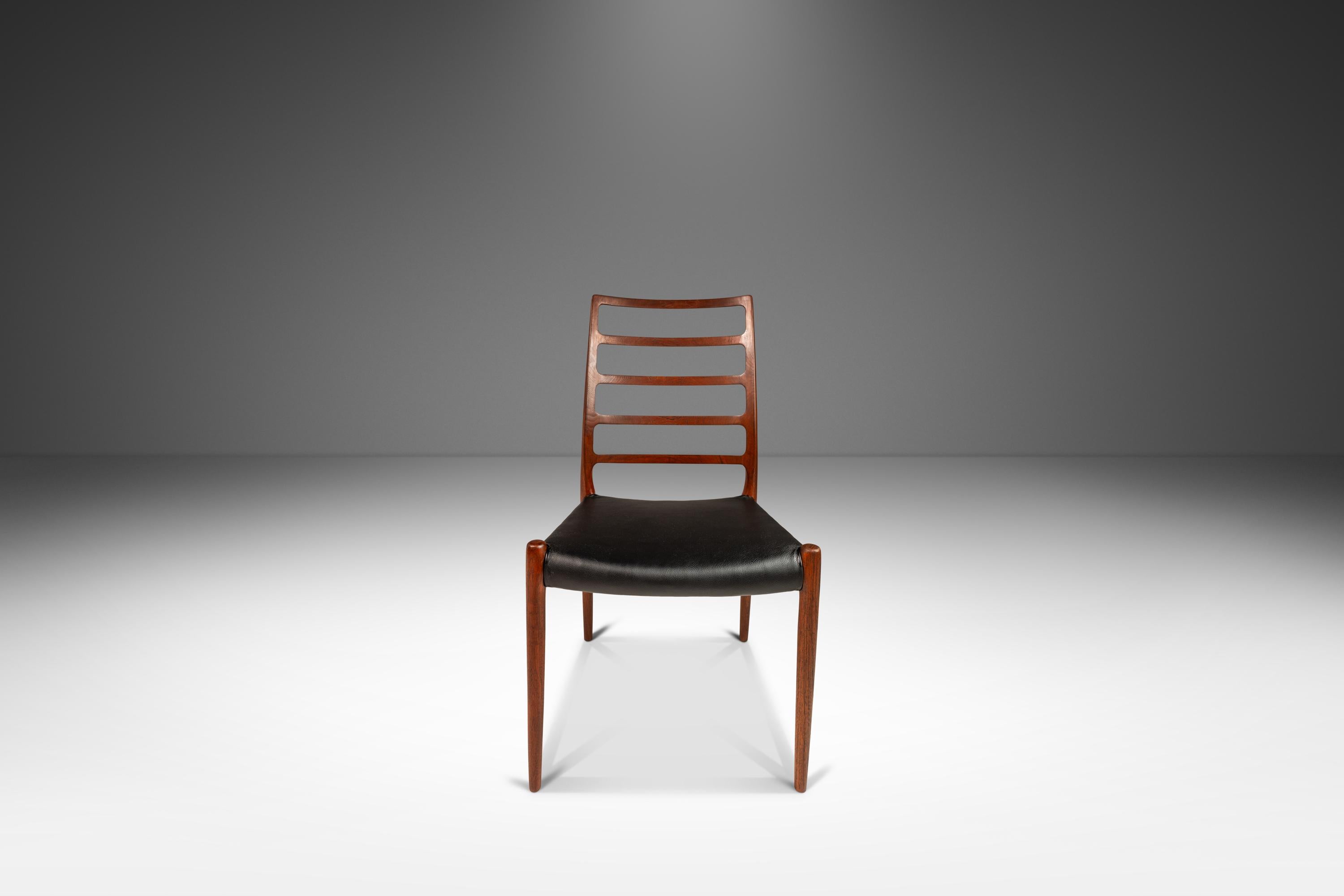 Mid-Century Modern Model No. 82 Ladderback Side Chair for J.L. Møllers Møbelfabrik, Denmark, 1960's